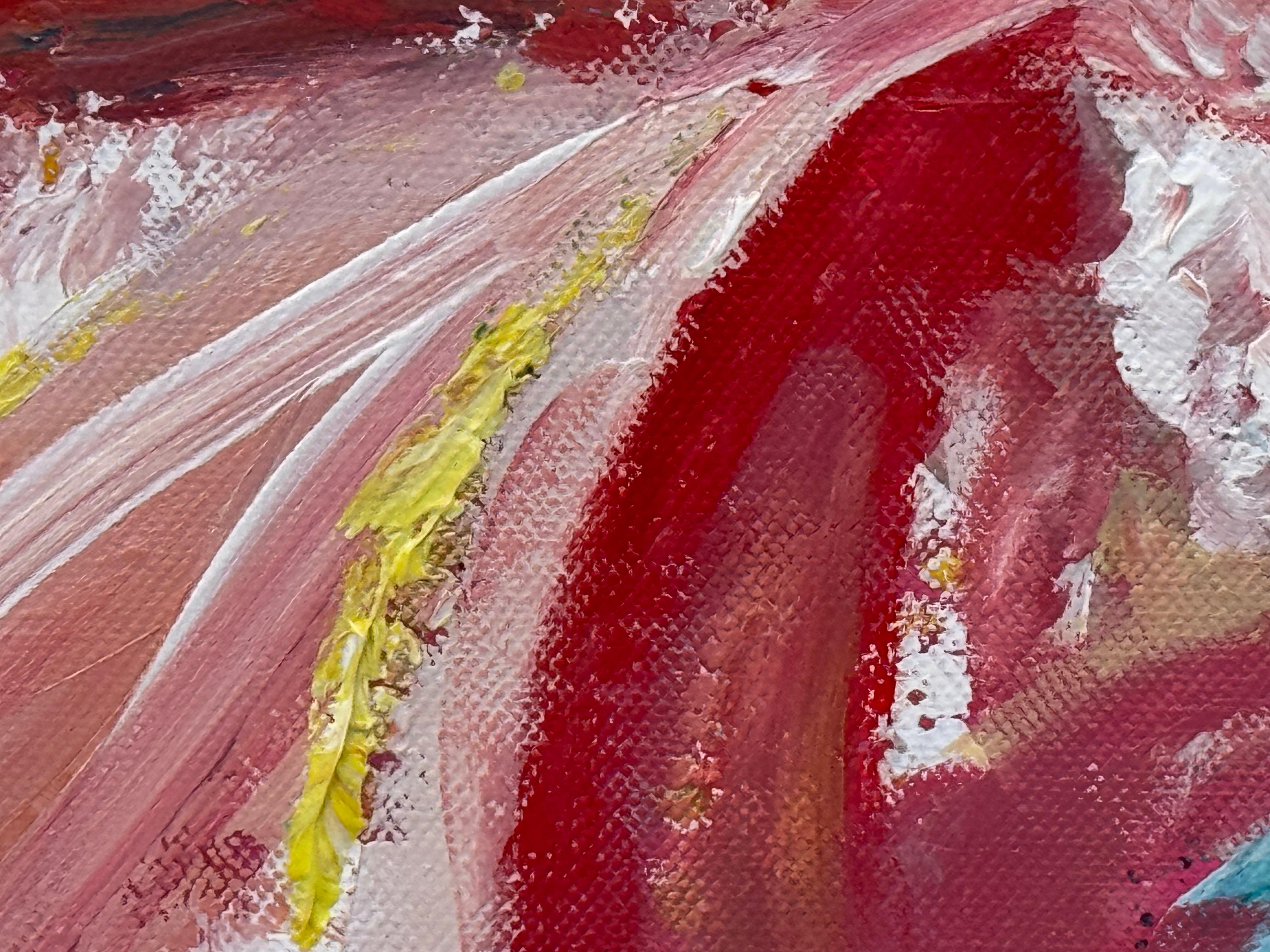 Rosa, giallo, rosso e blu, paesaggio astratto dell'artista britannico contemporaneo in vendita 6