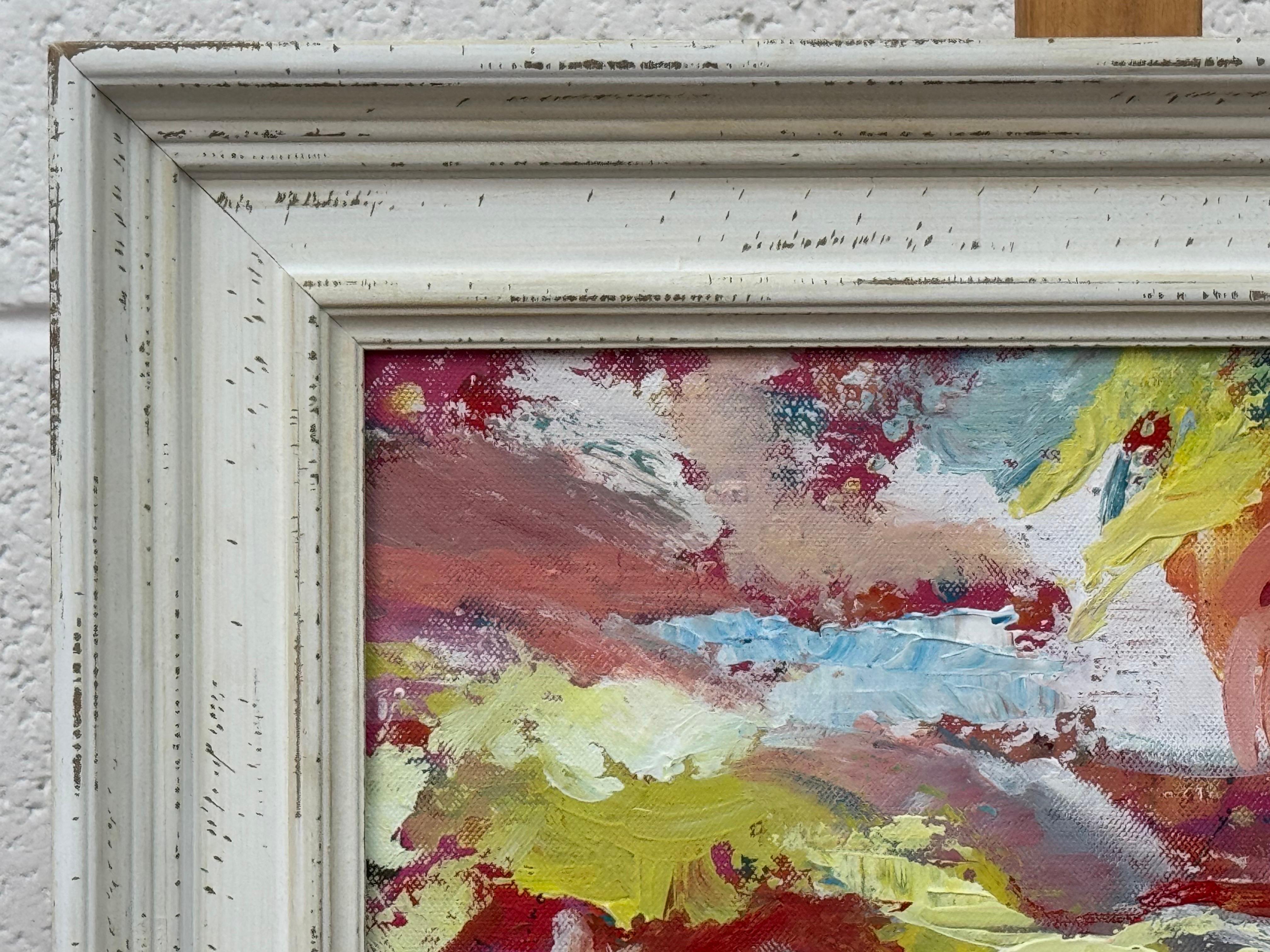 Rosa, giallo, rosso e blu, paesaggio astratto dell'artista britannico contemporaneo in vendita 7