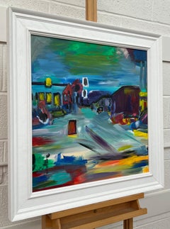 Psychedelic Abstract Landscape Painting of Urban City Scene by British Artist