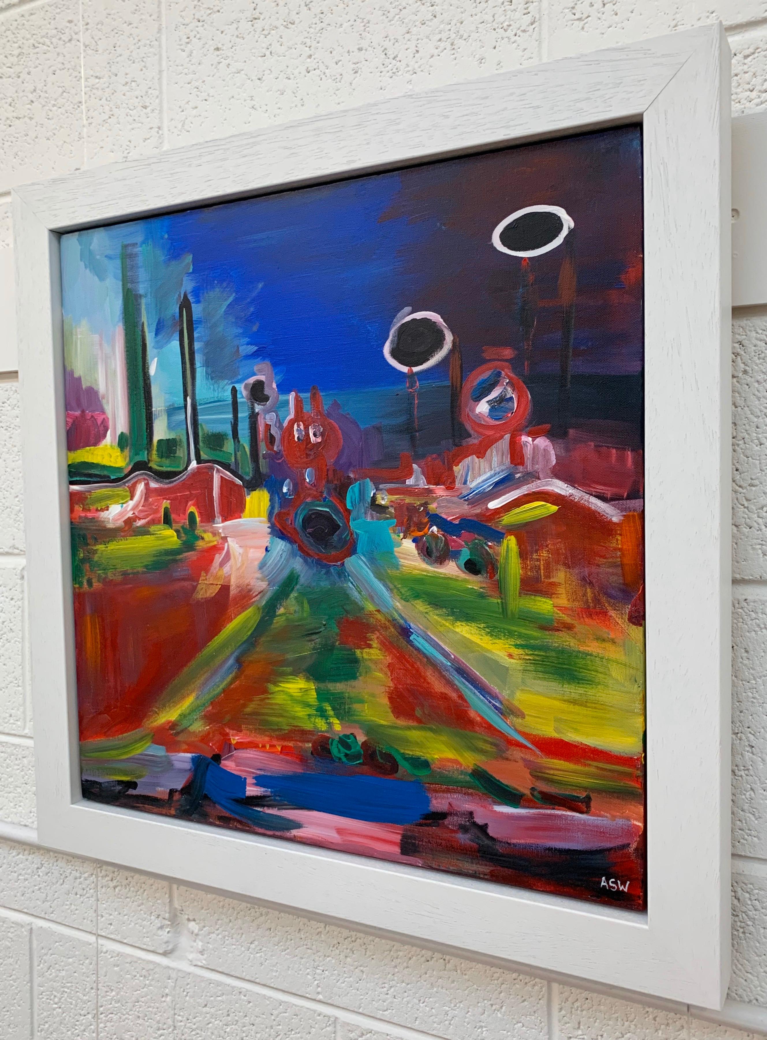 Psychedelic Abstract Landscape Painting of Urban City Scene by British Artist 1