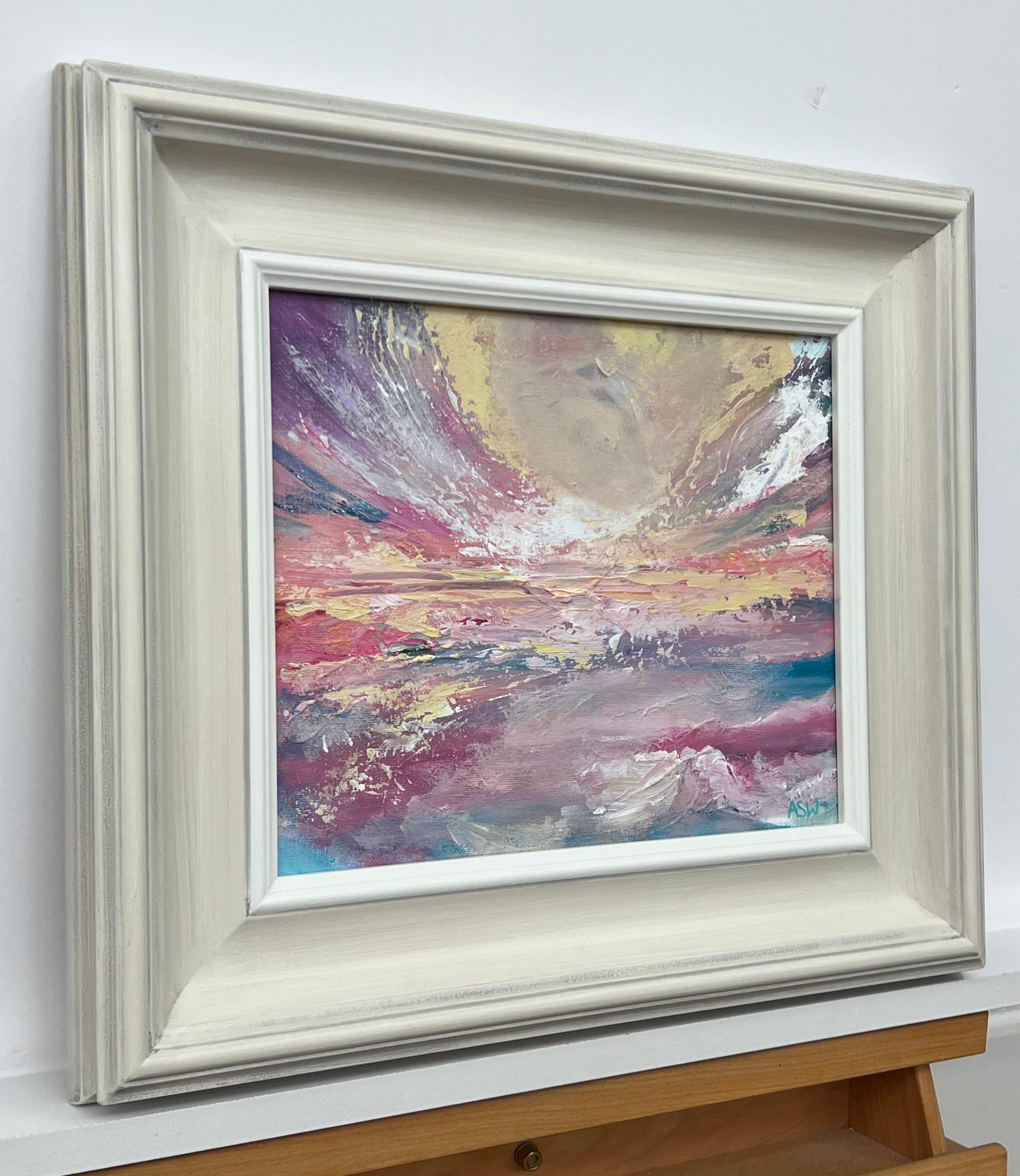 Amanecer Radiante - Vibrante Arte Abstracto de Paisaje Marino por Artista Británico Contemporáneo - Painting de Angela Wakefield