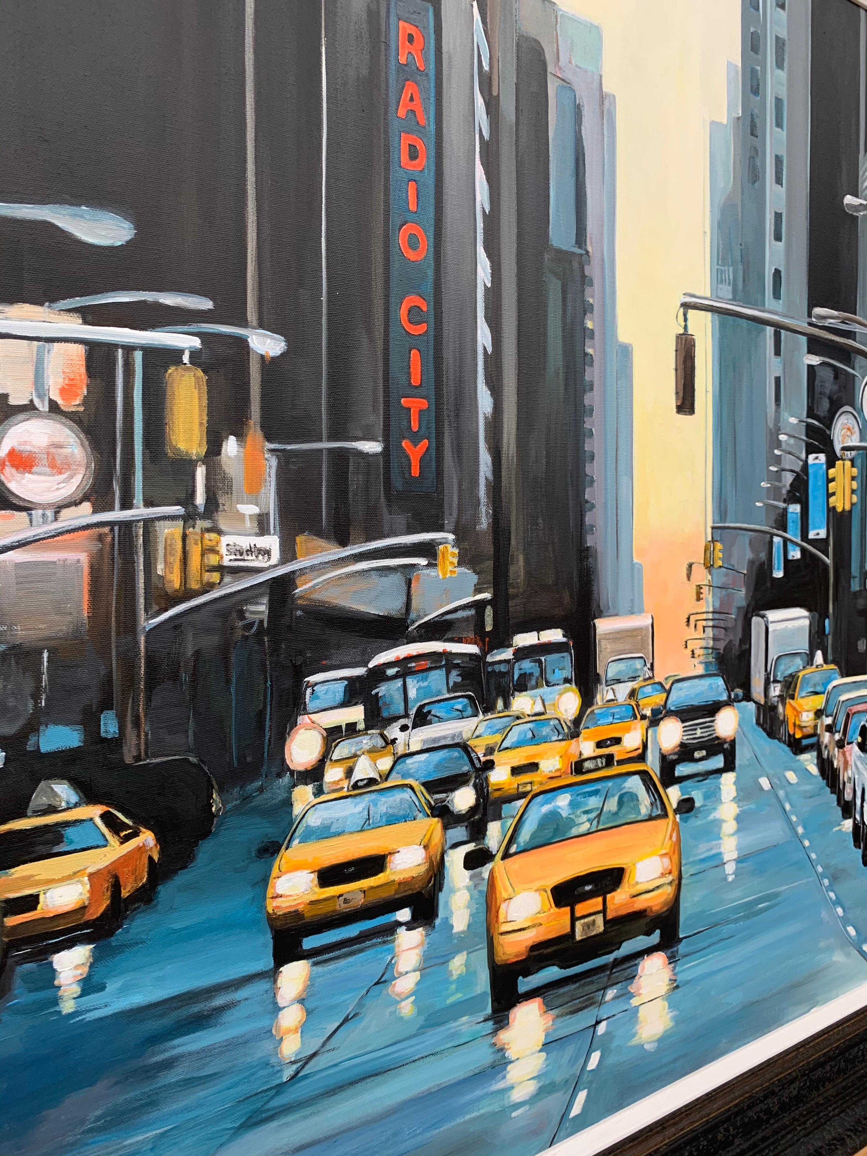 Radio City New York NYC Sunset by Contemporary British Urban Landscape Artist For Sale 7