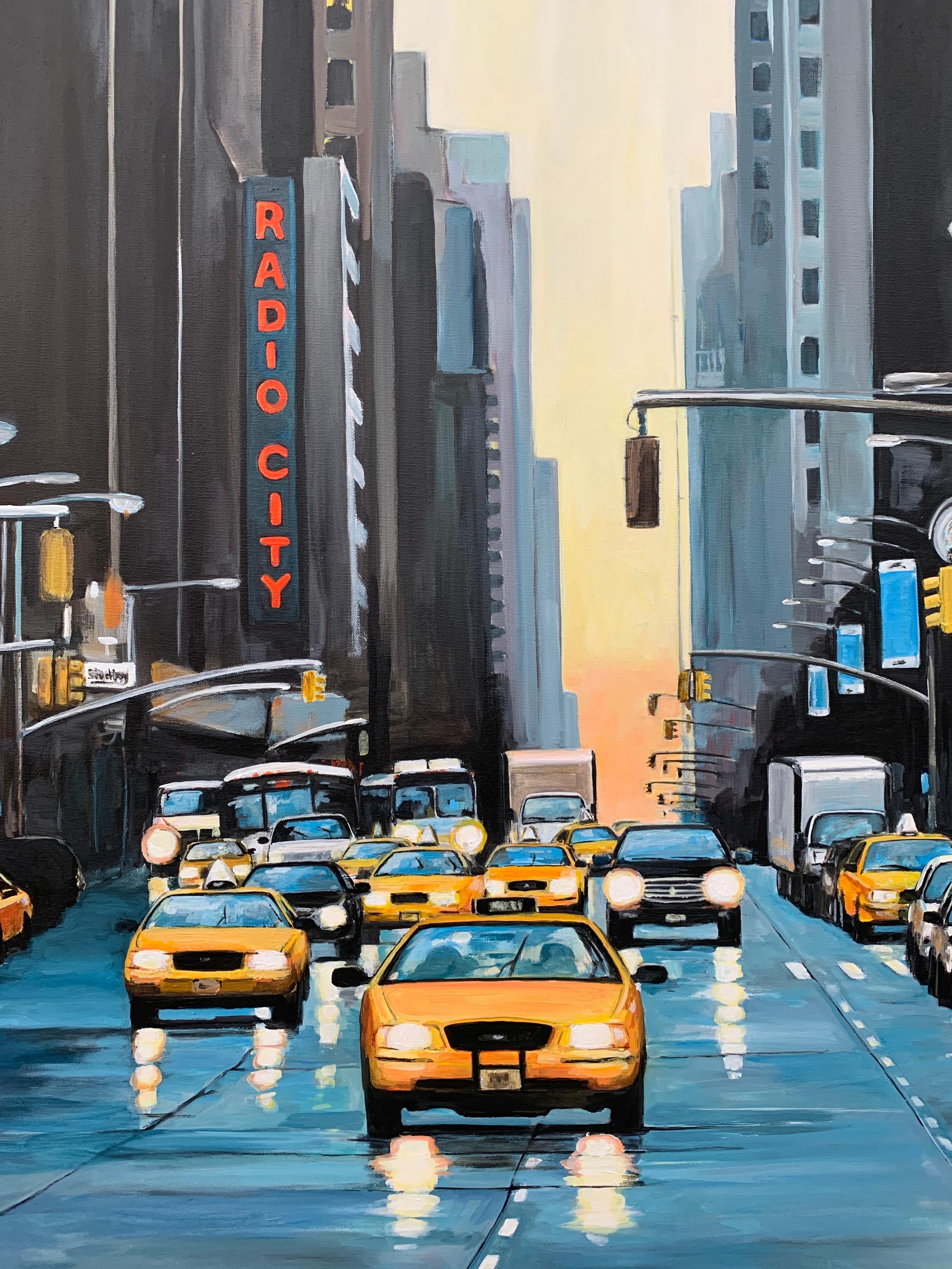 Radio City New York NYC Sunset by Contemporary British Urban Landscape Artist For Sale 9