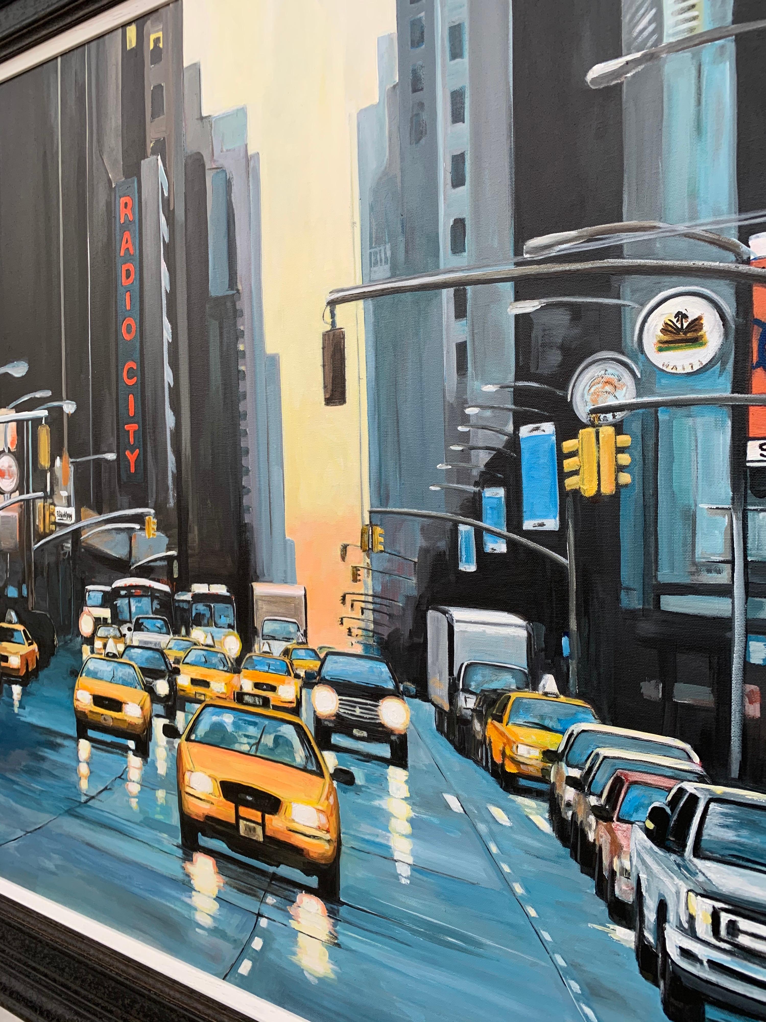 Radio City New York NYC Sunset by Contemporary British Urban Landscape Artist For Sale 10