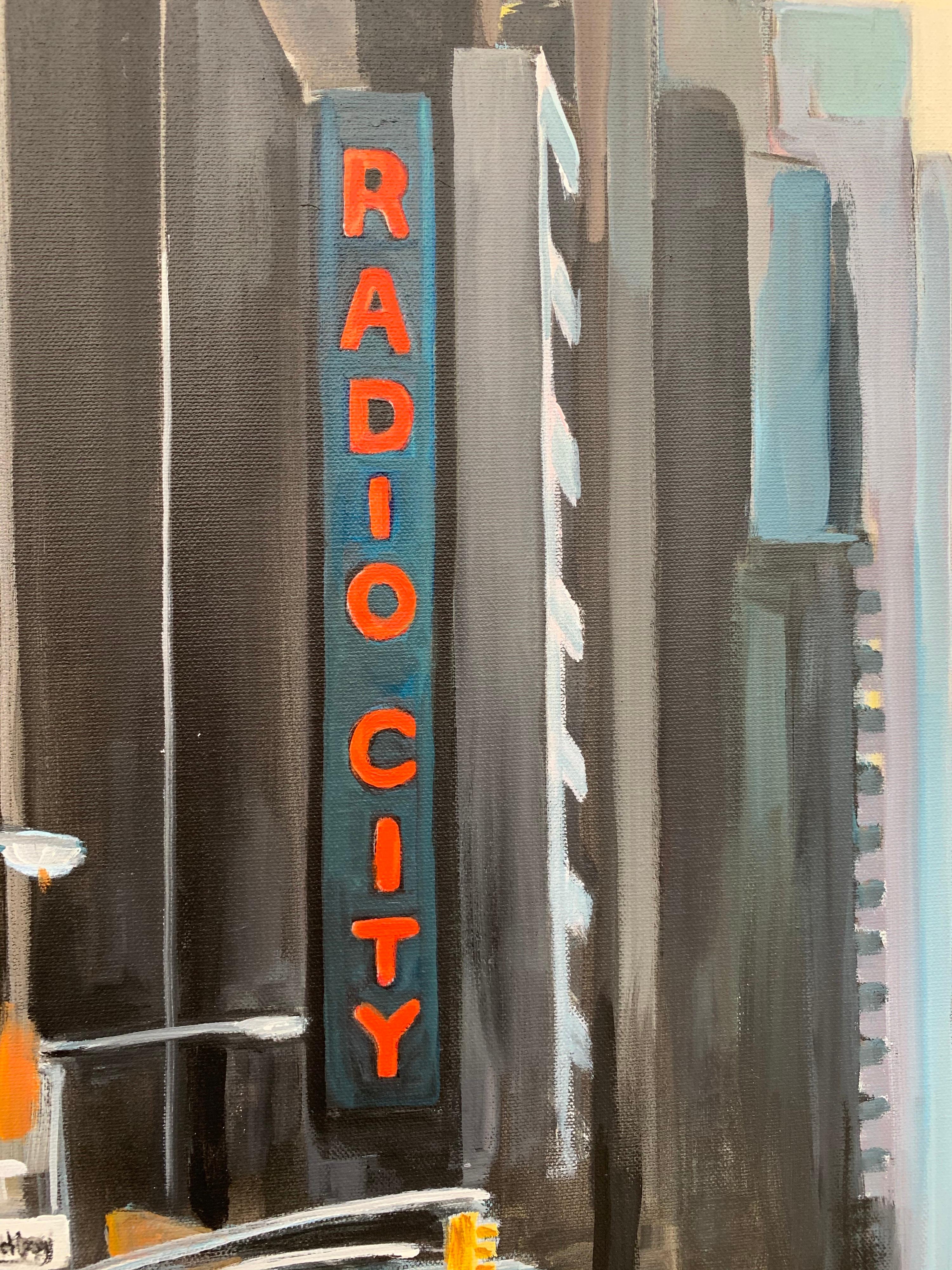 Radio City New York NYC Sunset by Contemporary British Urban Landscape Artist For Sale 11