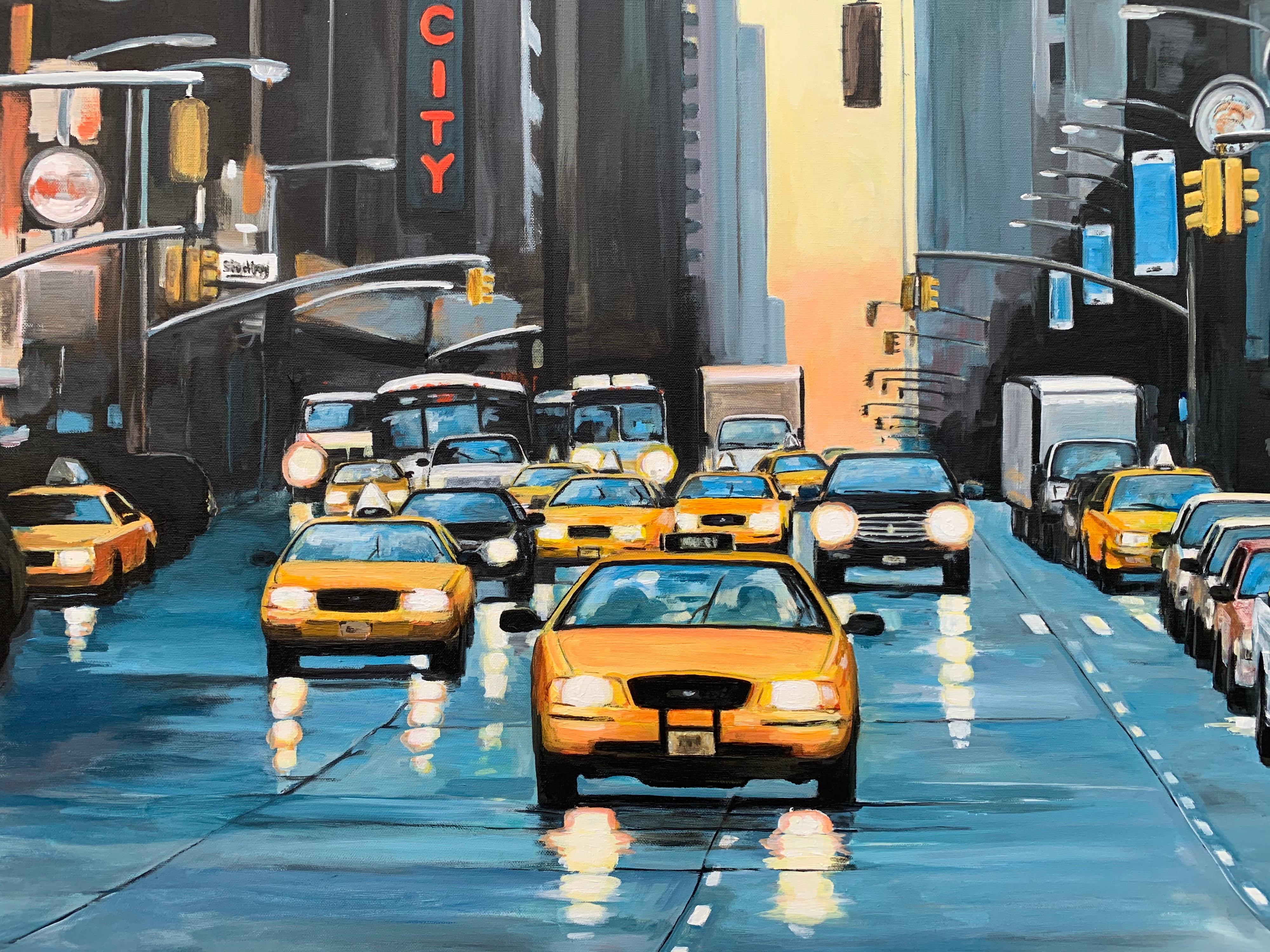 Radio City New York NYC Sunset by Contemporary British Urban Landscape Artist For Sale 2
