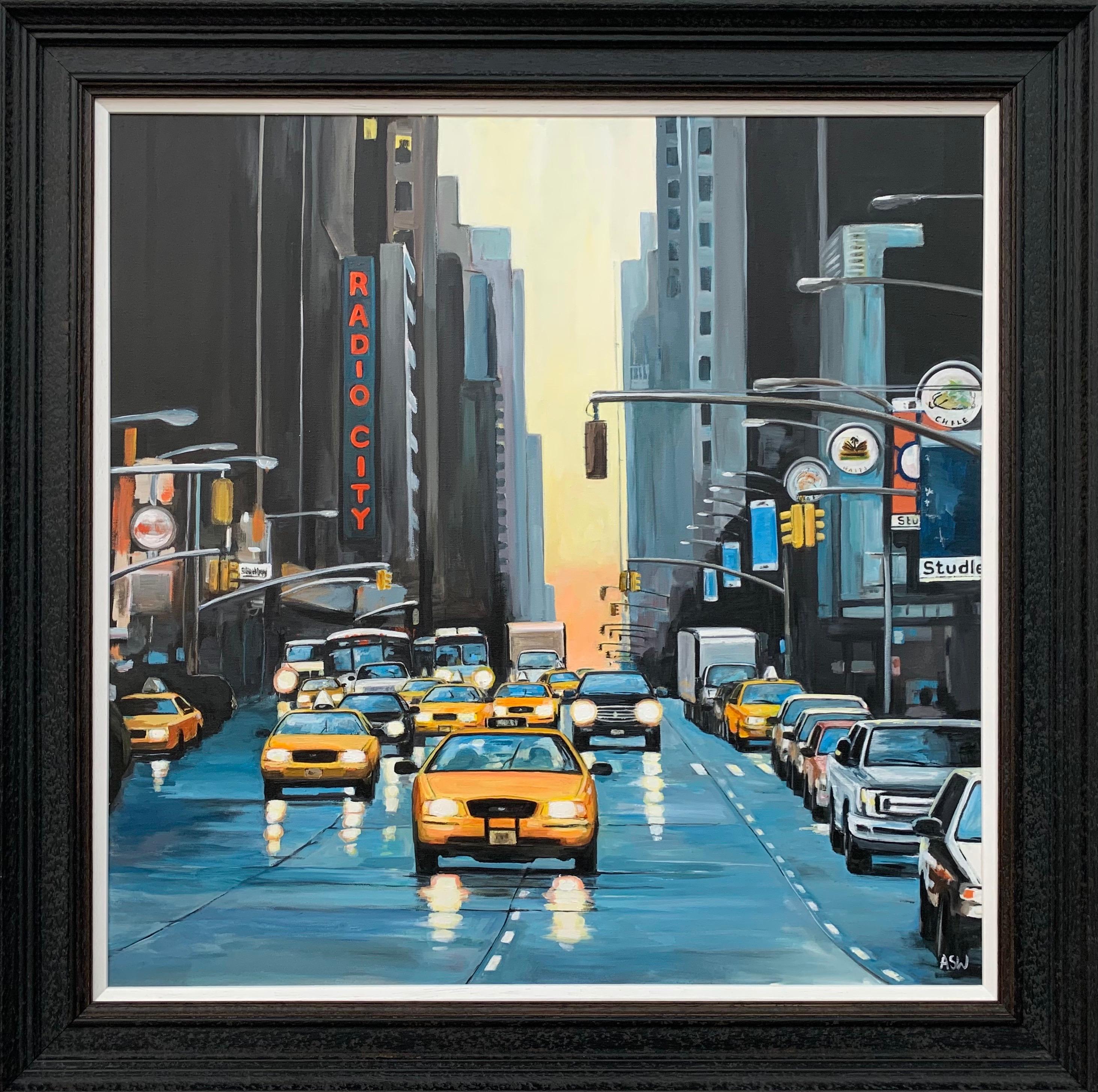 Radio City New York NYC Sunset by Contemporary British Urban Landscape Artist