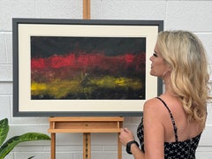 Rote, schwarze und gelbe abstrakte expressionistische Mischtechnik auf Papier, 1999