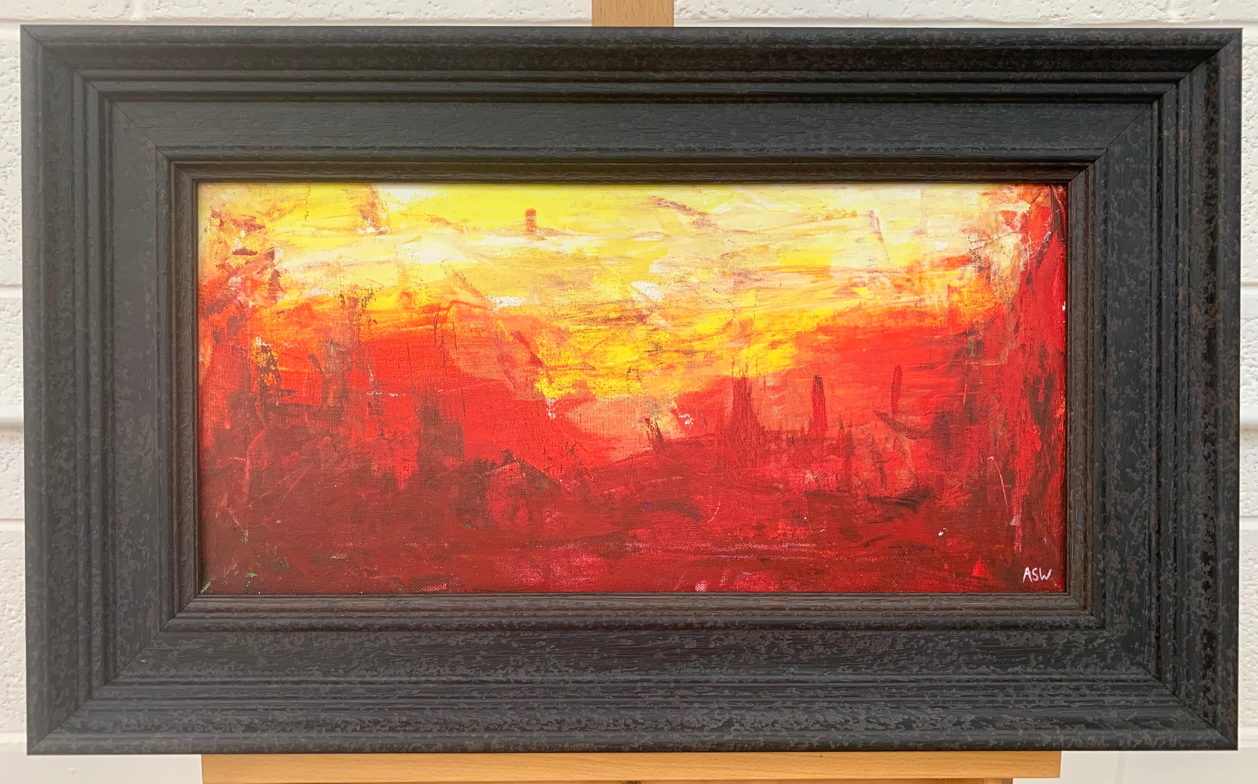 landscape painting red yellow orange