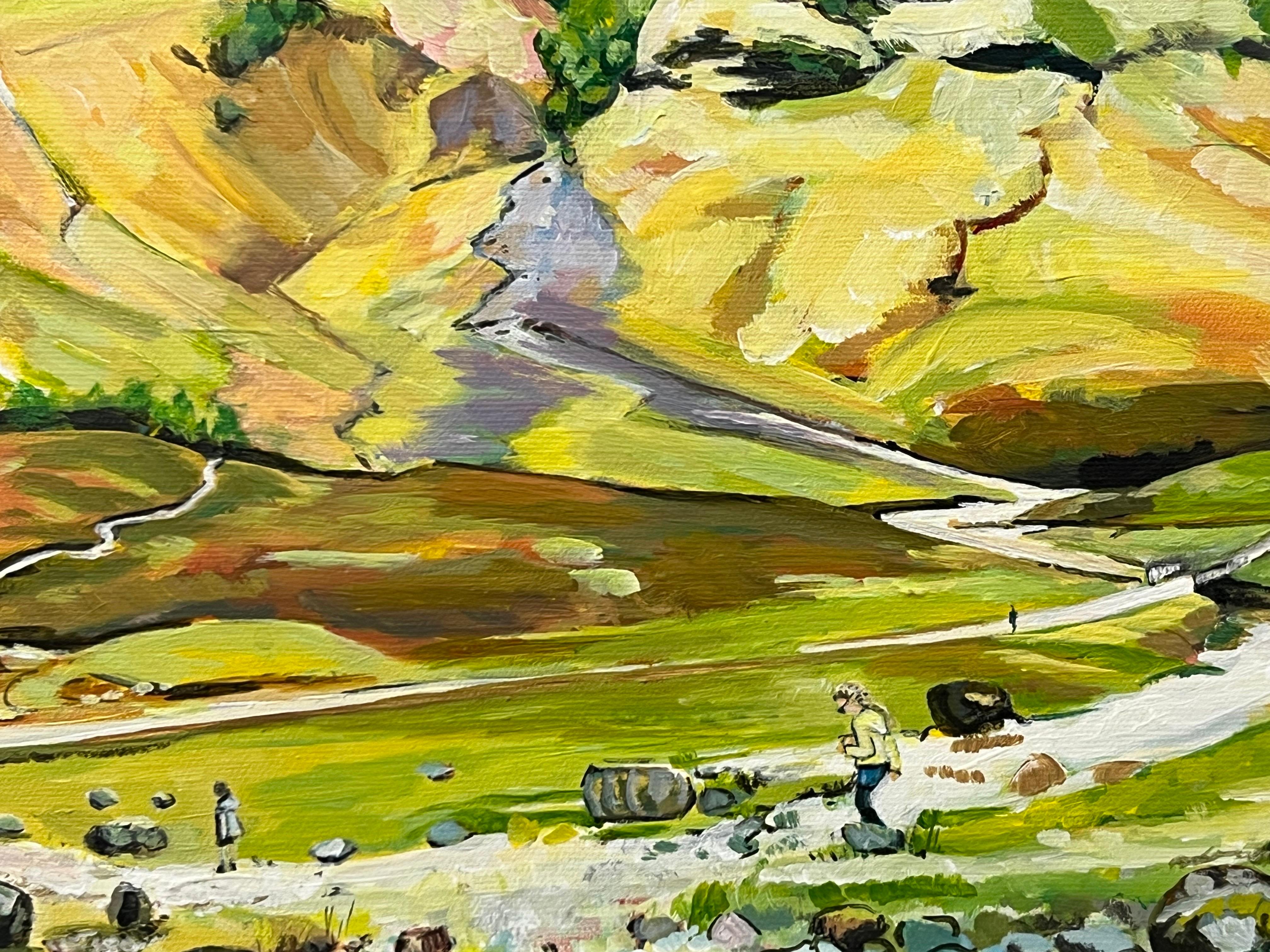 Scottish Highlands with Children Playing in the Mountains by Contemporary Artist For Sale 7