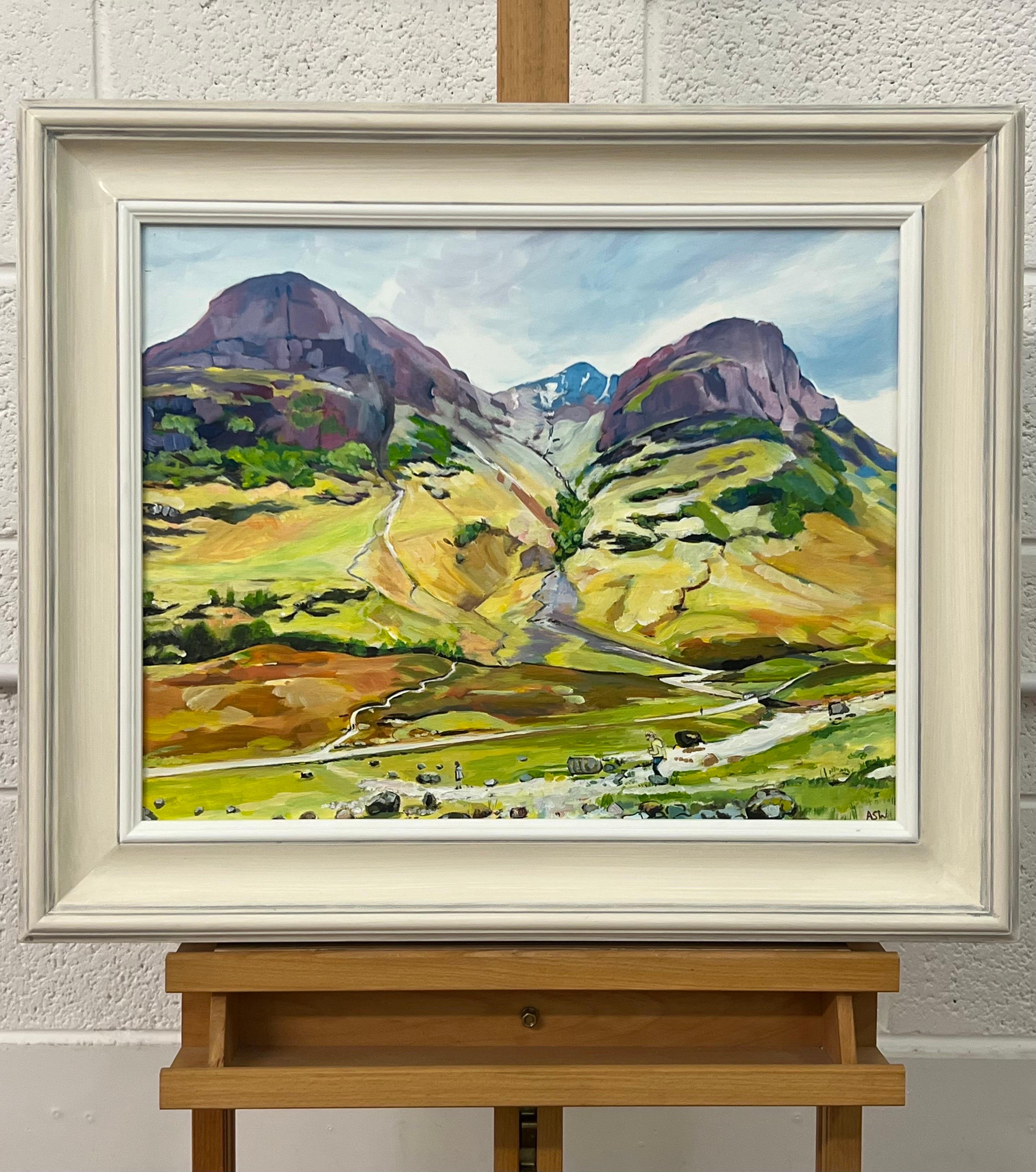 Scottish Highlands with Children Playing in the Mountains by Contemporary Artist For Sale 10