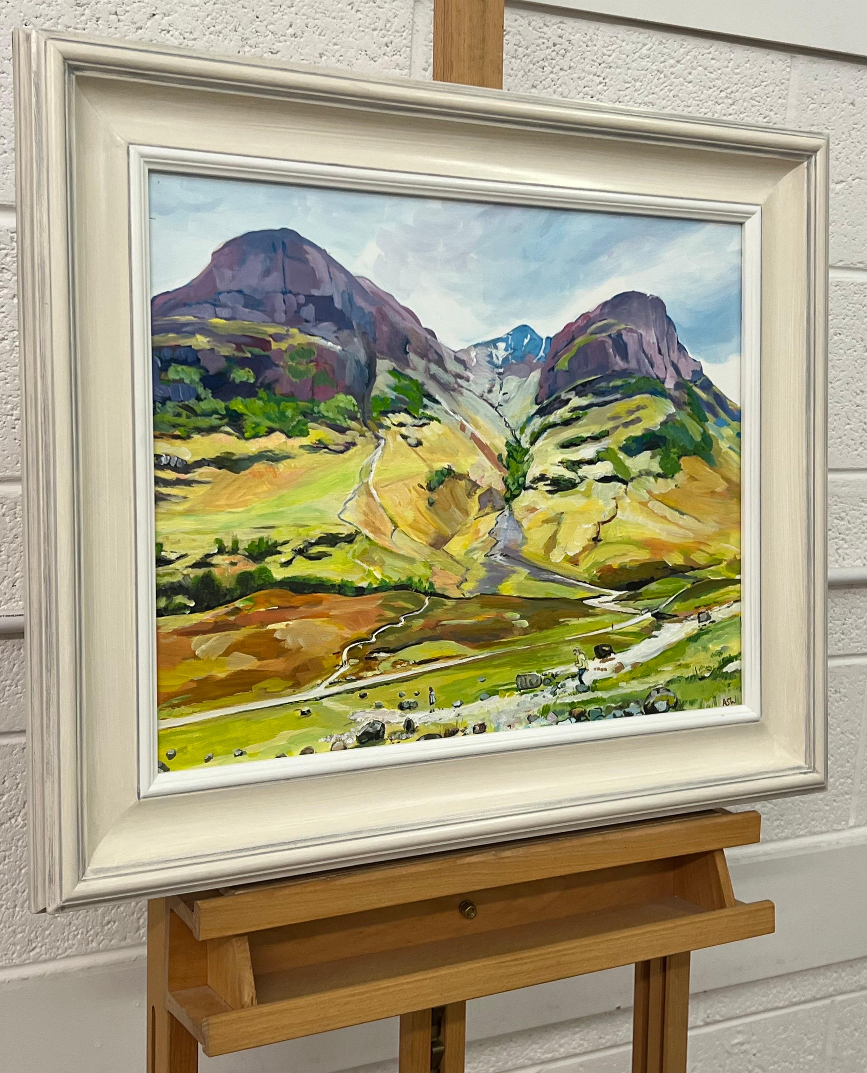 Scottish Highlands with Children Playing in the Mountains by Contemporary Artist For Sale 2