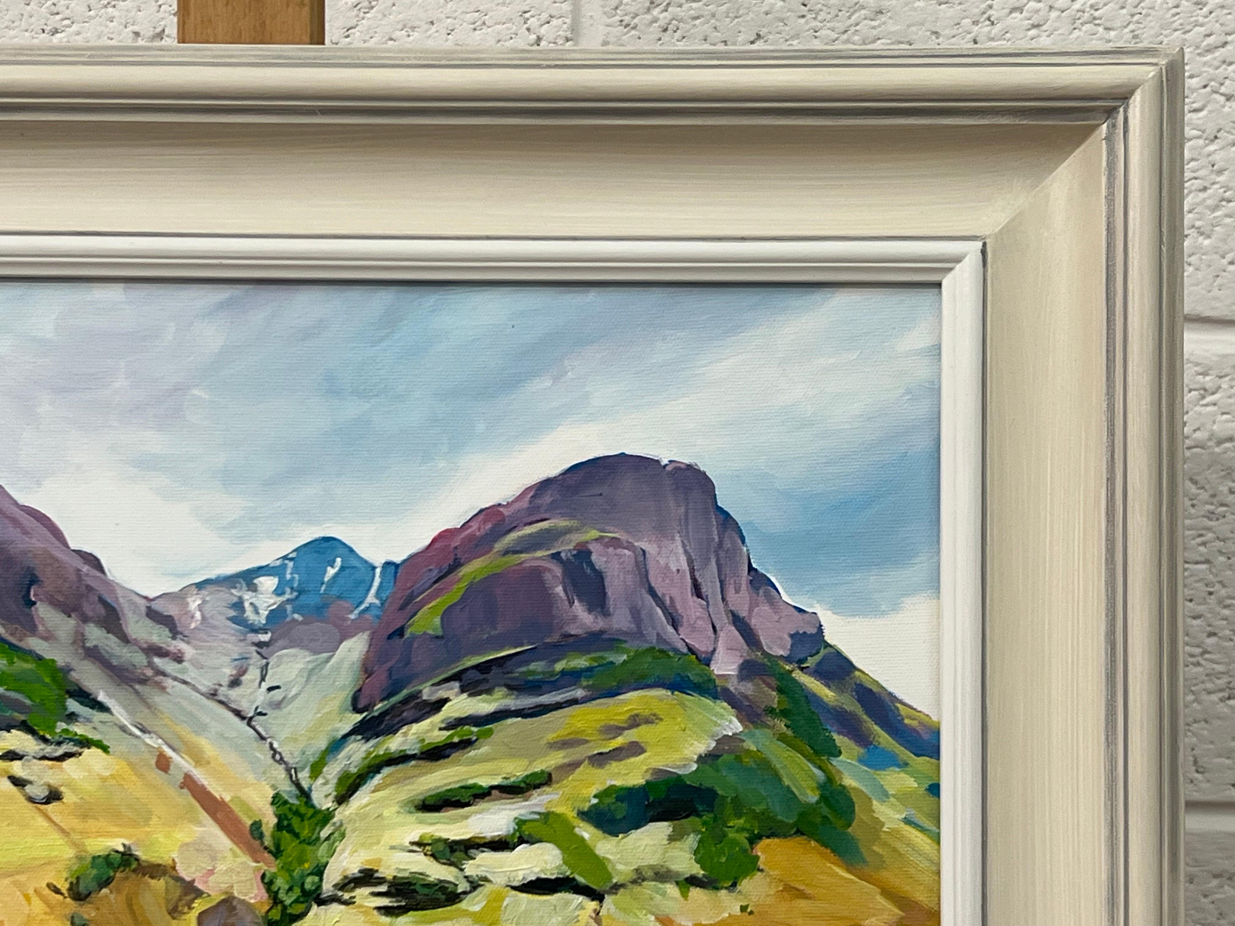 Scottish Highlands with Children Playing in the Mountains by Contemporary Artist For Sale 6