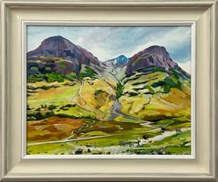 Highlands scozzesi con bambini che giocano in montagna di un artista contemporaneo
