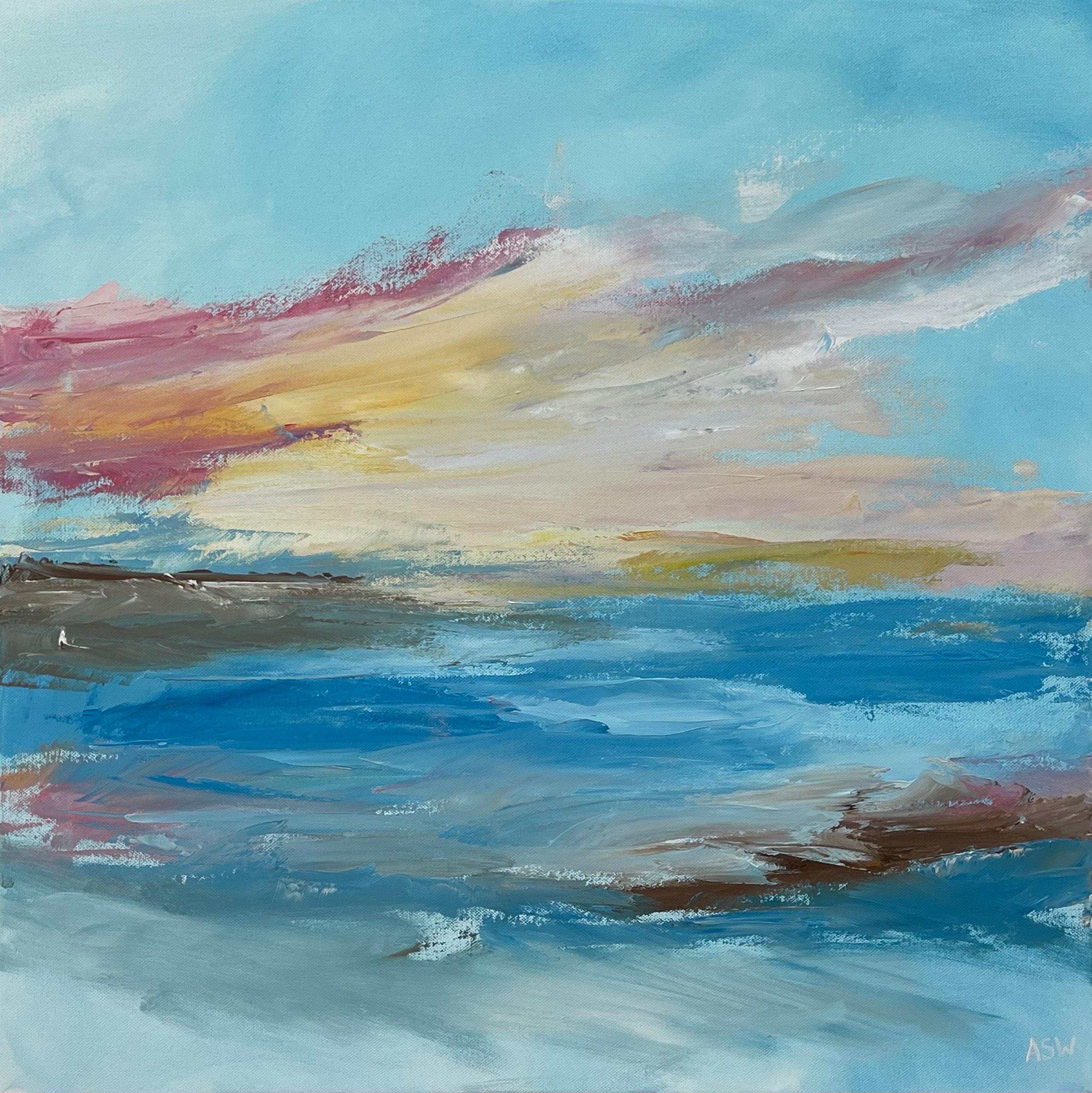 Seascape Cloud Skyscape Impressionist Landscape by Contemporary British Artist - Abstract Impressionist Painting by Angela Wakefield