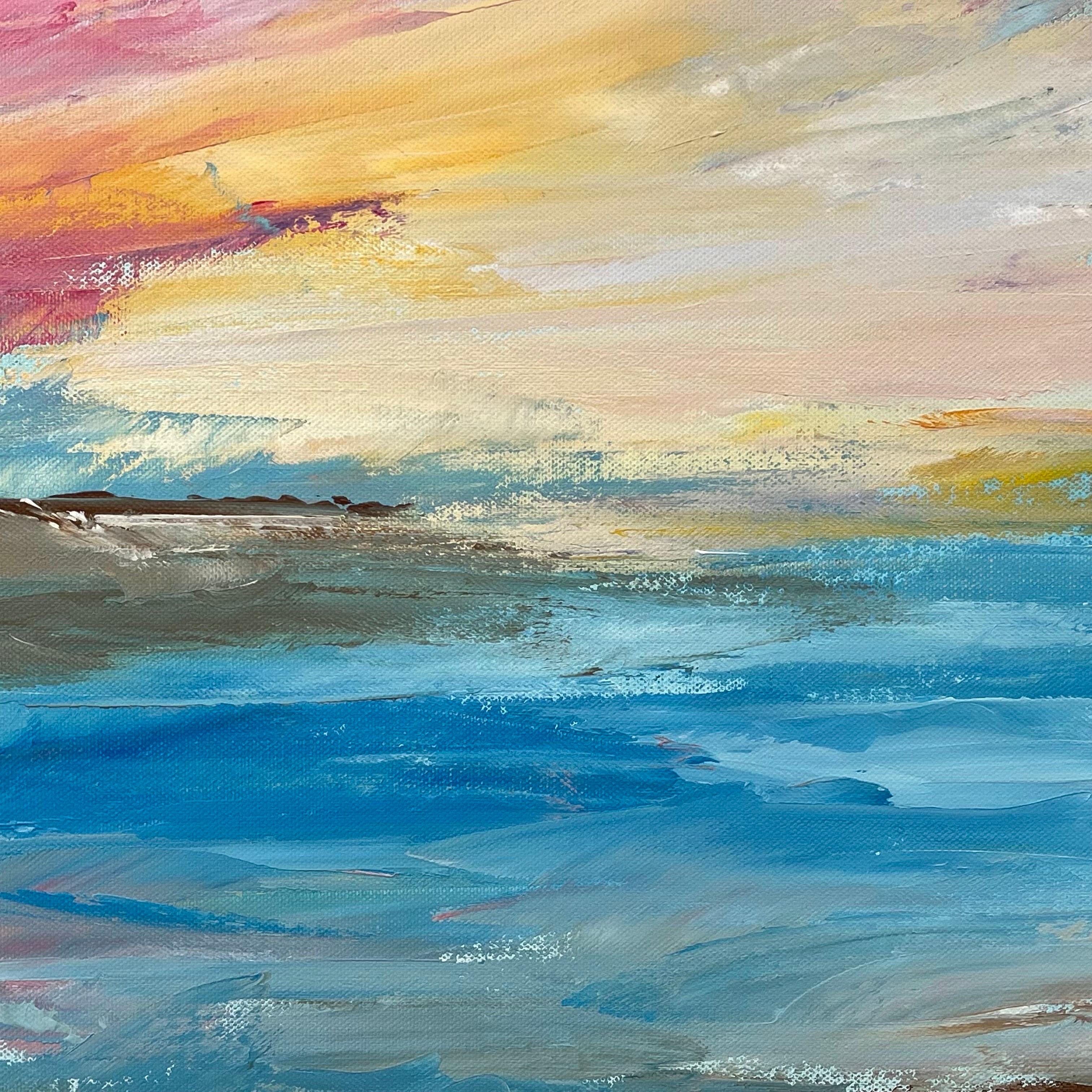 Seascape Cloud Skyscape Impressionist Landscape by Contemporary British Artist - Gray Abstract Painting by Angela Wakefield
