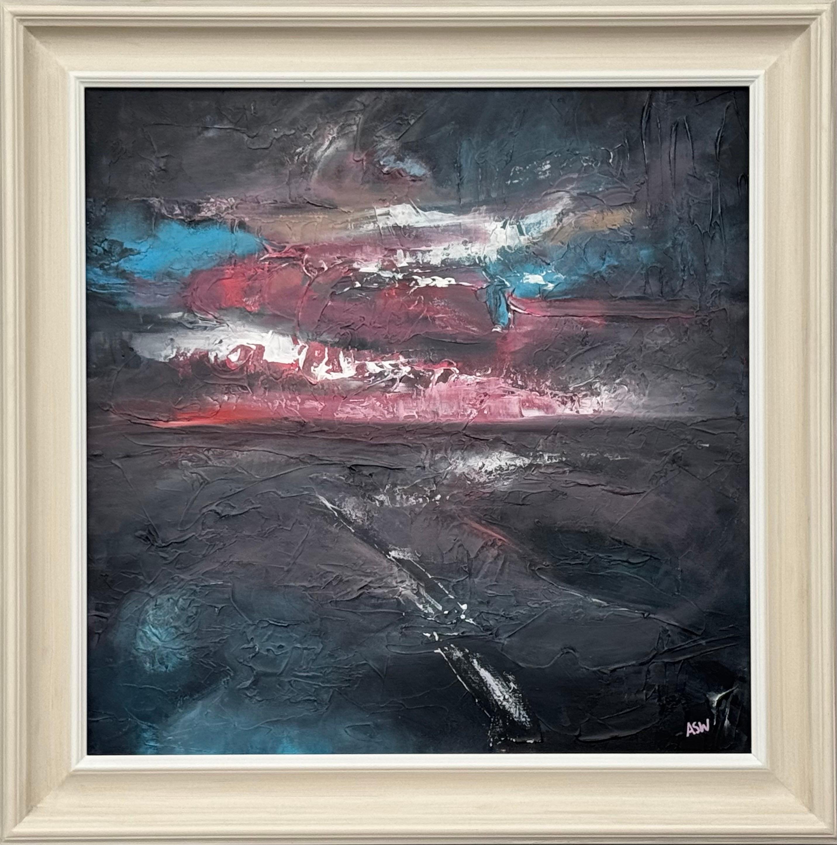 Angela Wakefield Abstract Painting - Seascape Skyscape Abstract Impressionist Painting, Signed, 29 x 29 inches, 2026