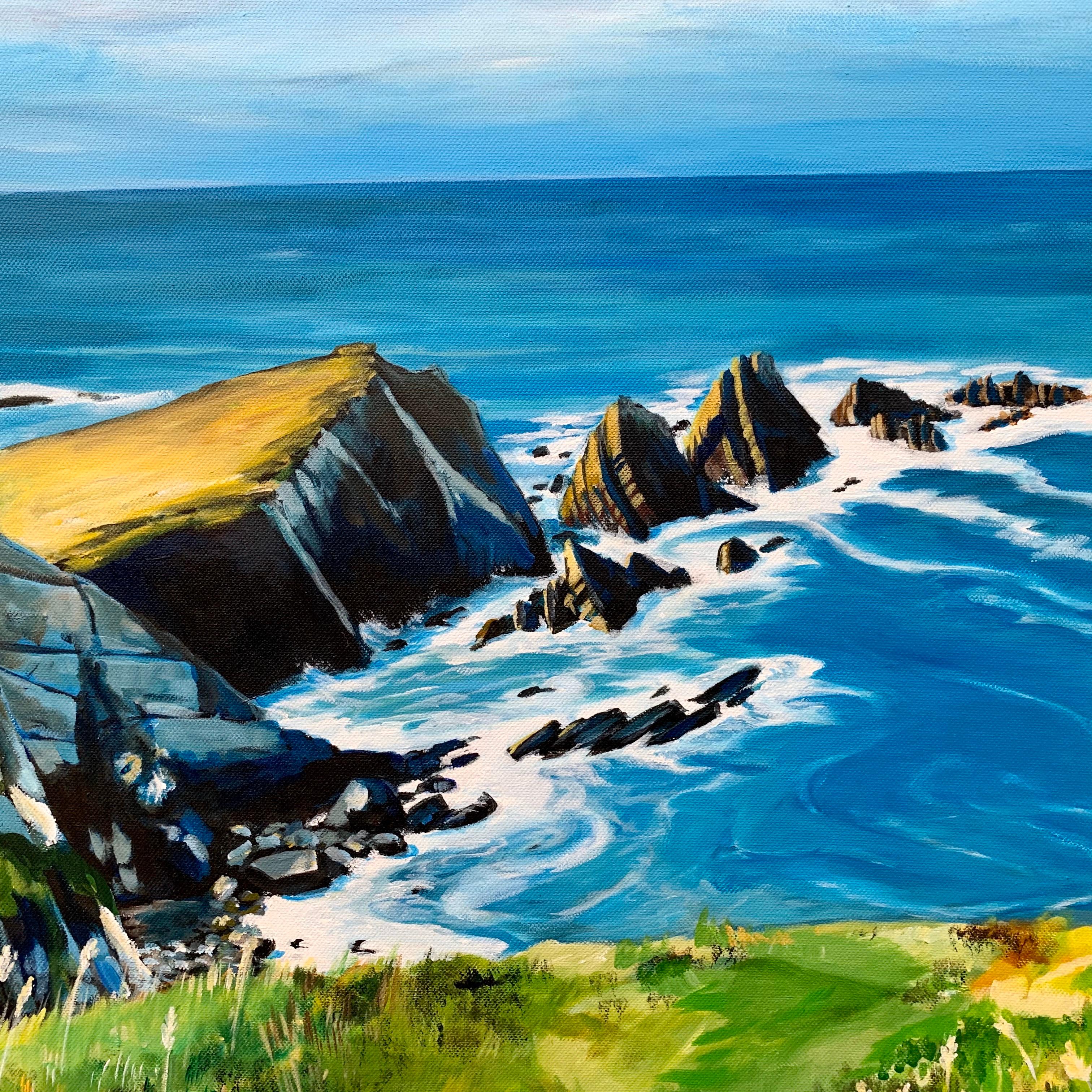 Seascape Landscape Painting of Hartland Point in Devon England by British Artist For Sale 6