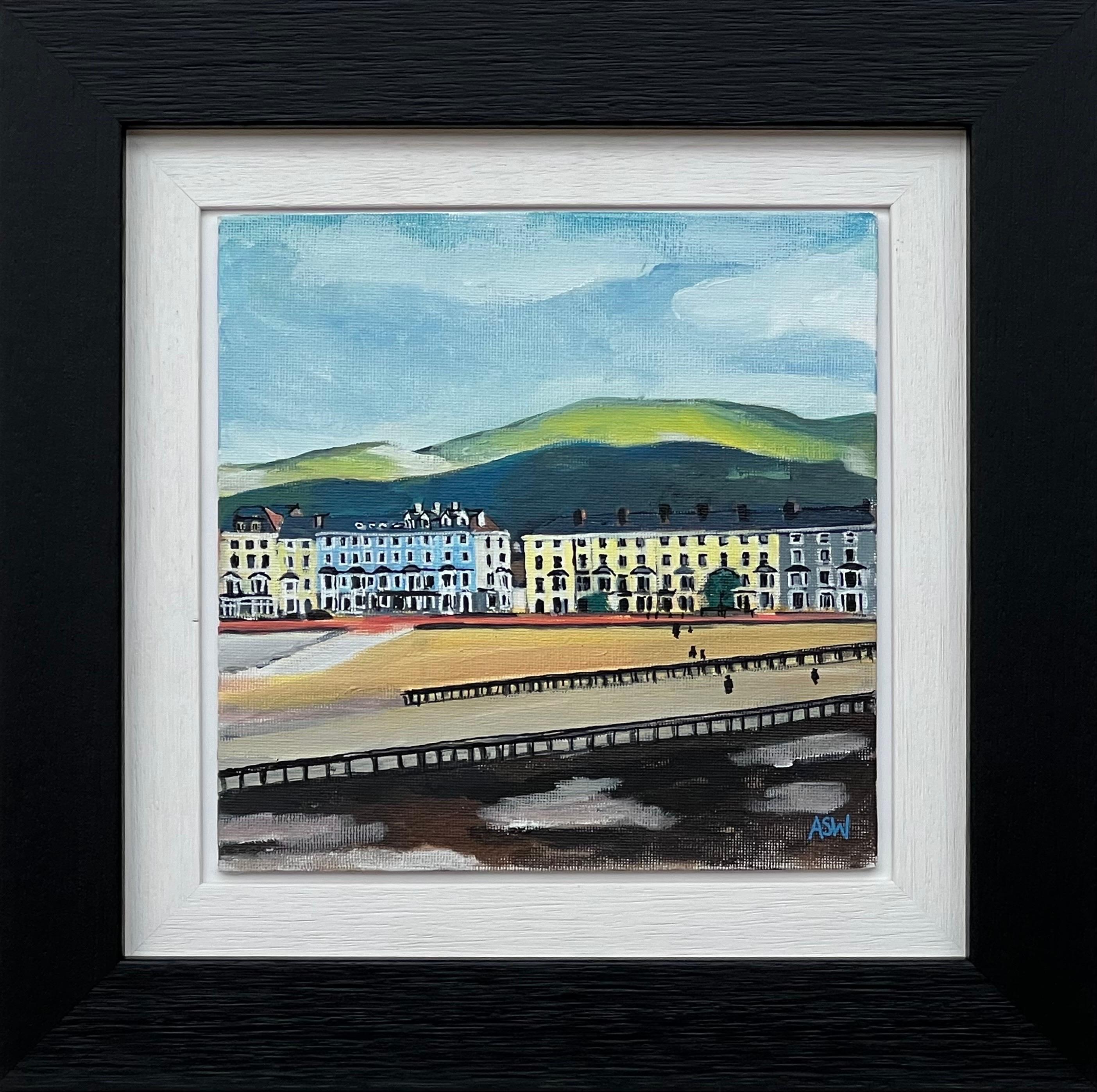 Landscape Painting di Angela Wakefield - Pittura in miniatura della passeggiata sul mare Studio di un luogo di villeggiatura britannico vittoriano