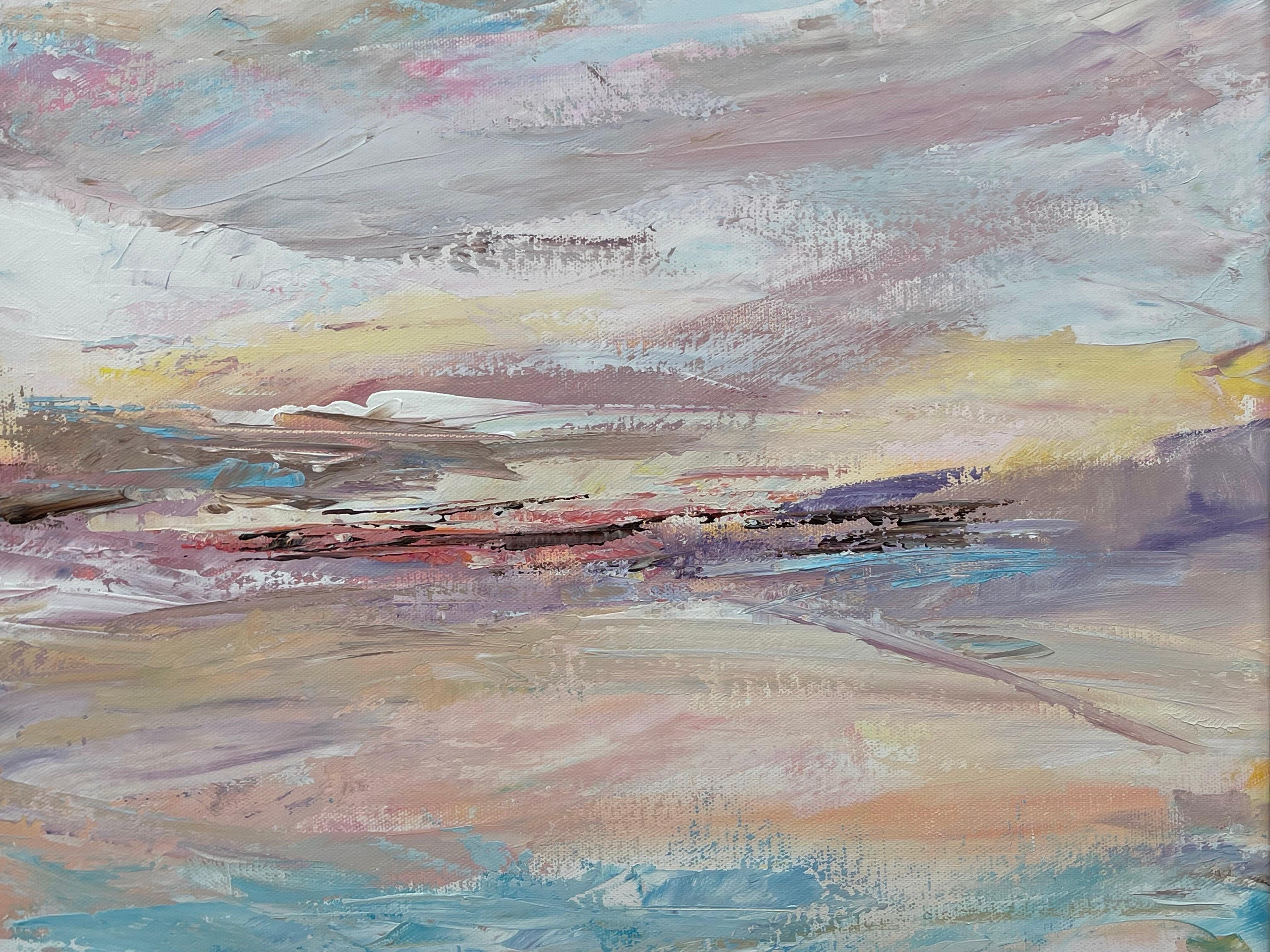 Serene Abstract Impressionist Seascape Landscape by Contemporary British Artist For Sale 4