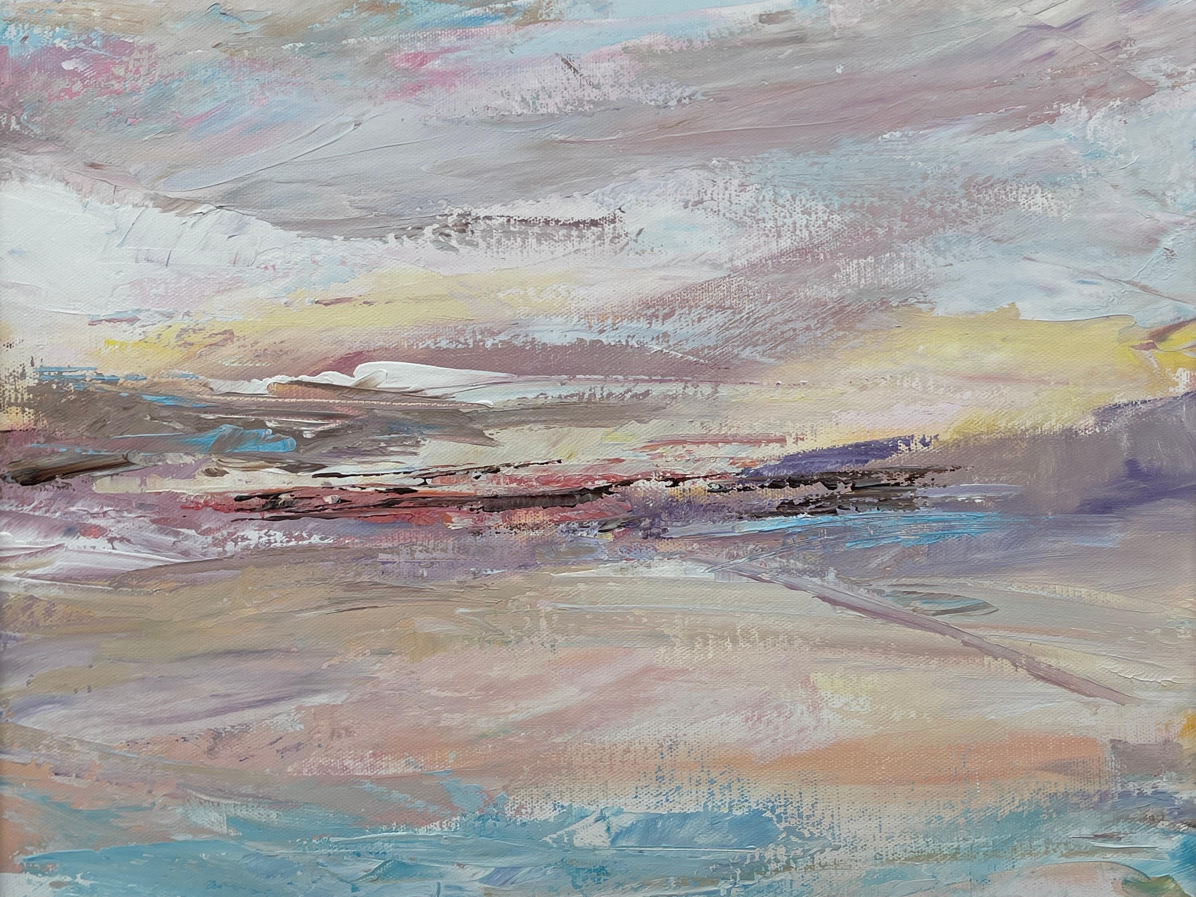 Serene Abstract Impressionist Seascape Landscape by Contemporary British Artist For Sale 7