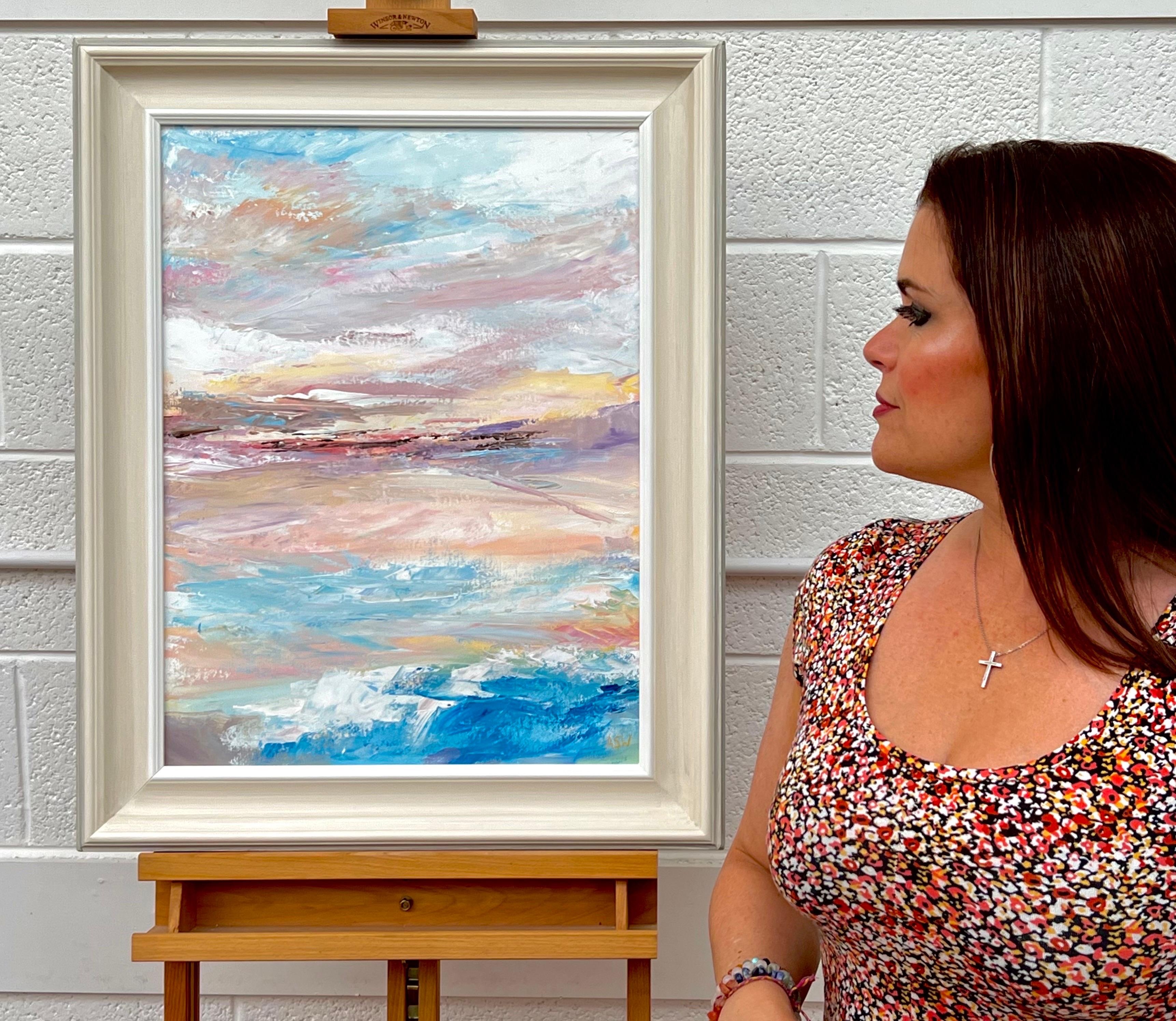 Paysage de paysage marin abstrait et impressionniste serein d'un artiste britannique contemporain - Painting de Angela Wakefield