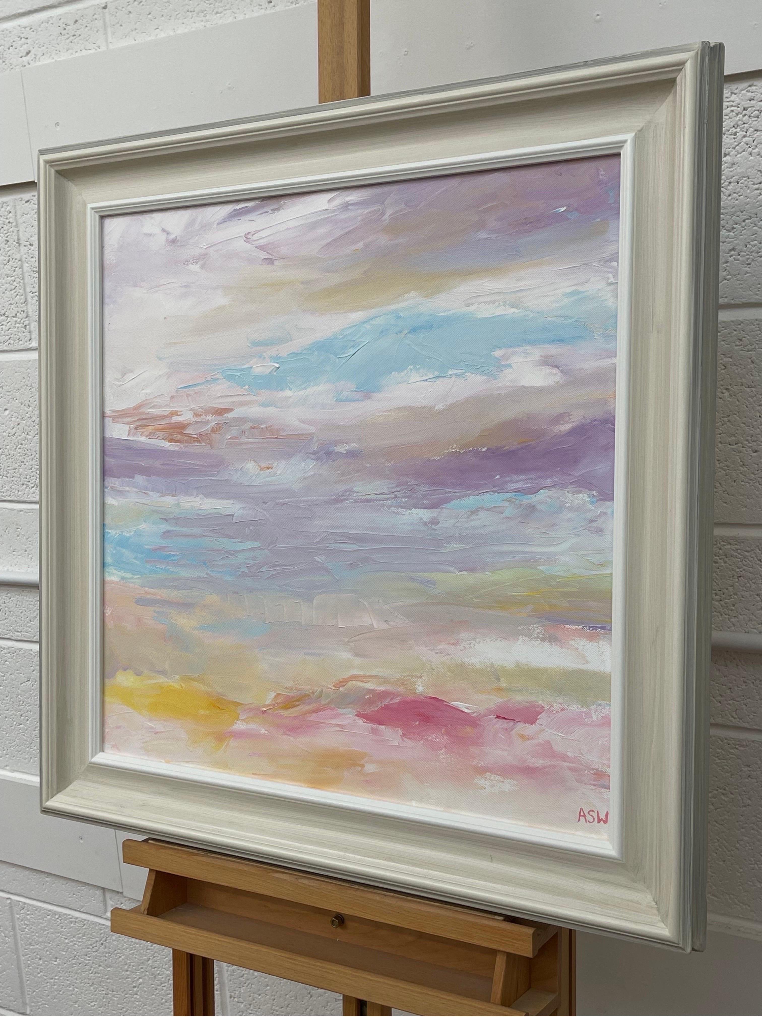 Paysage marin abstrait impressionniste de l'artiste britannique contemporaine Angela Wakefield. Intitulée 