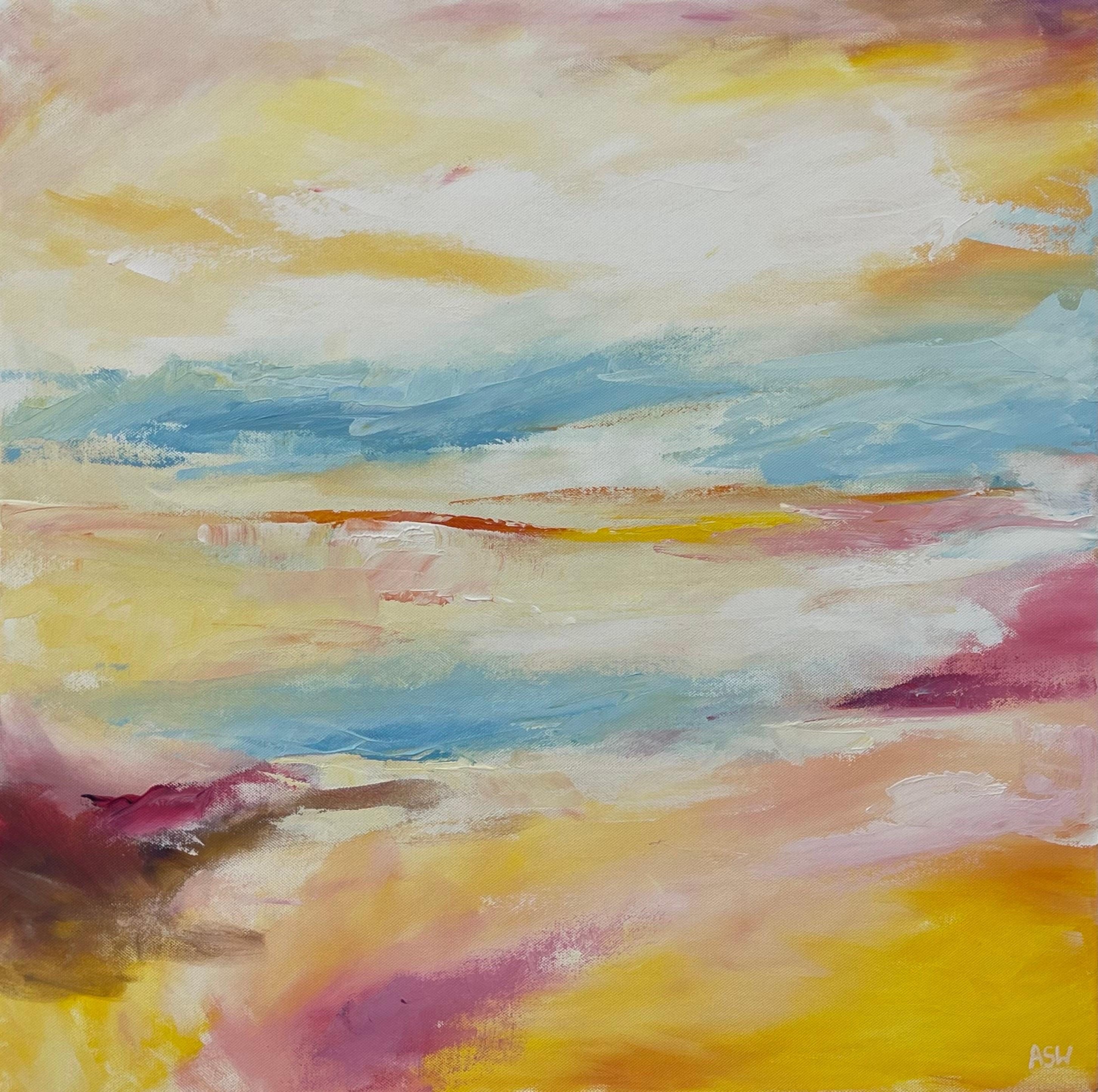Serene Abstract Impressionist Seascape Landscape by Contemporary British Artist For Sale 1