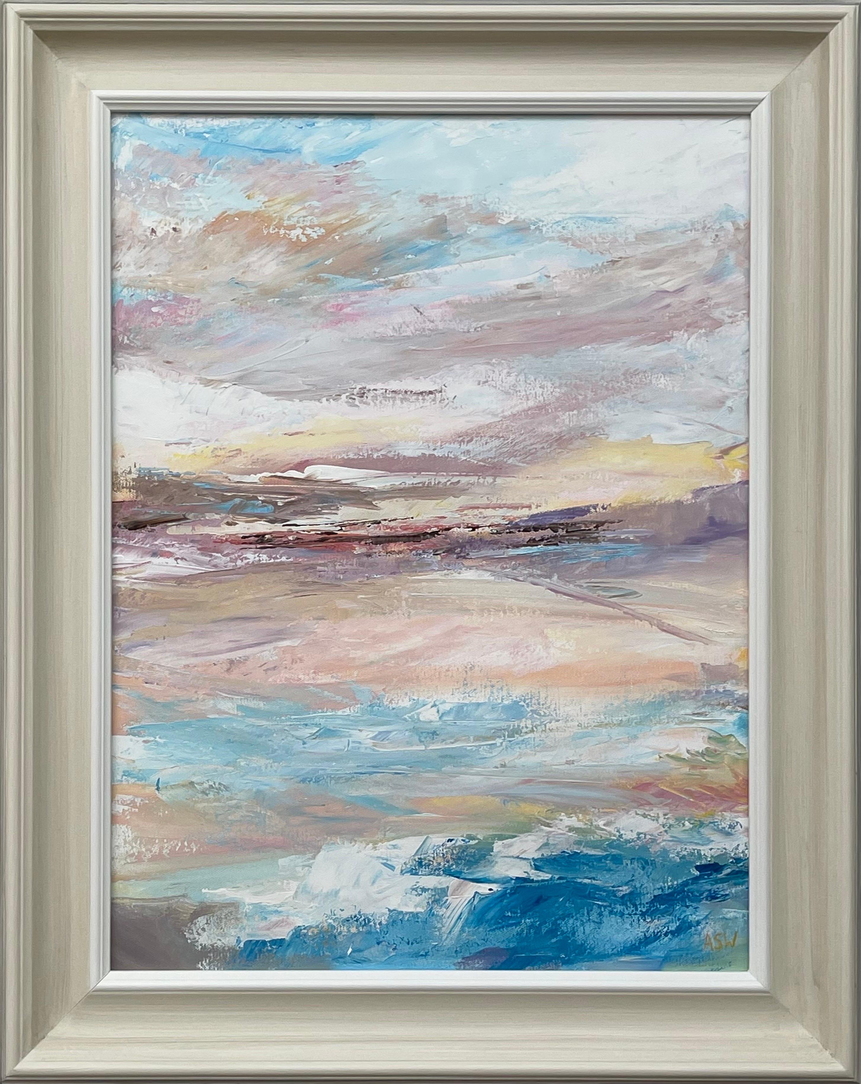 Angela Wakefield Landscape Painting - Serene Abstract Impressionist Seascape Landscape by Contemporary British Artist