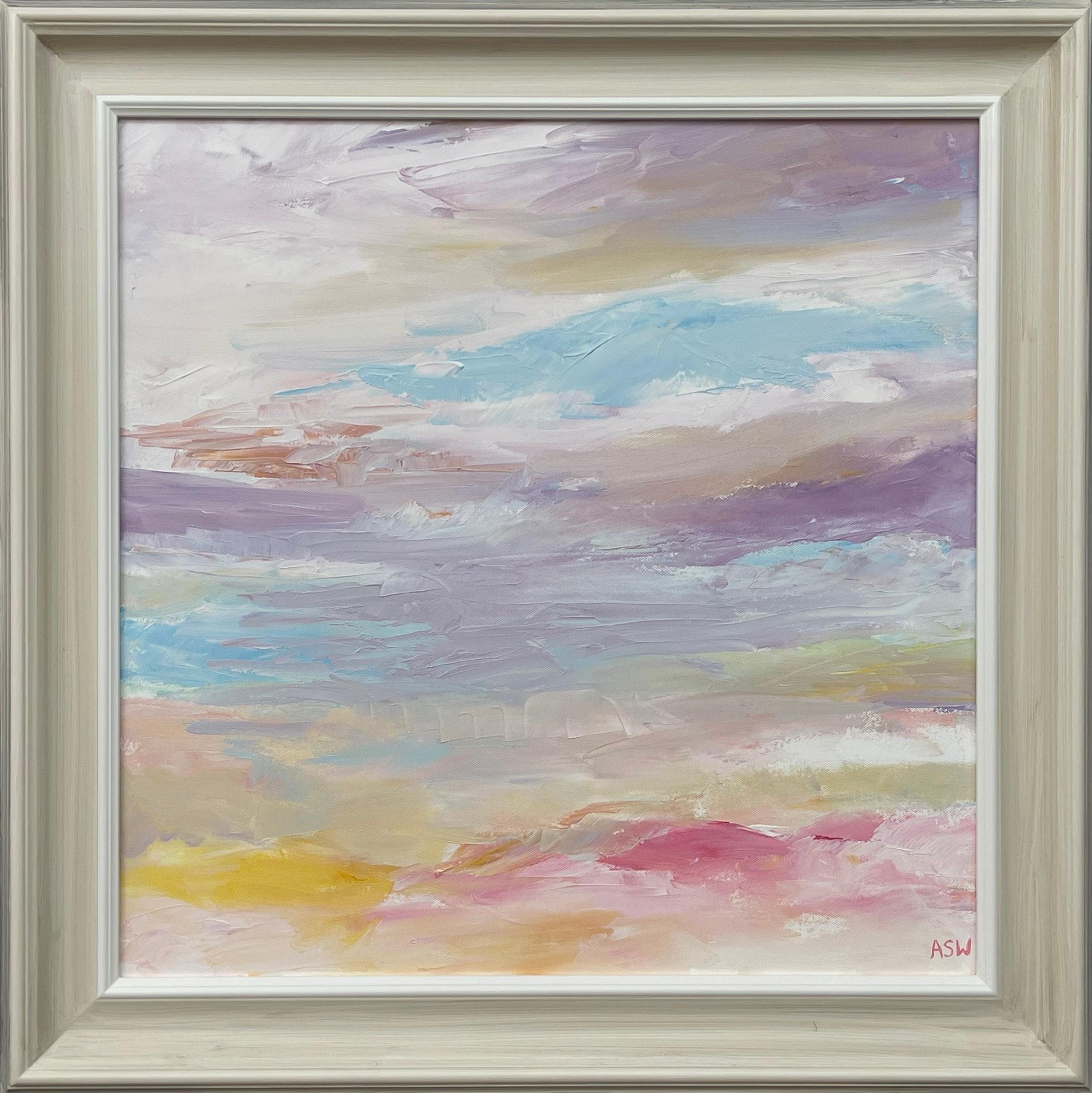 Angela Wakefield Landscape Painting - Serene Abstract Impressionist Seascape Landscape by Contemporary British Artist