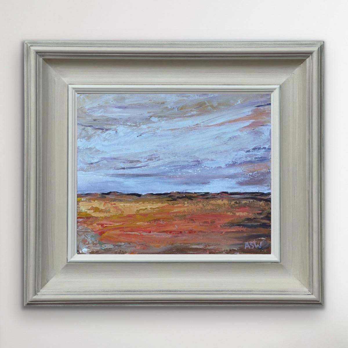 Horizontes serenos - Cielos amplios se encuentran con tonos terrosos texturizados en tranquila armonía - Painting de Angela Wakefield