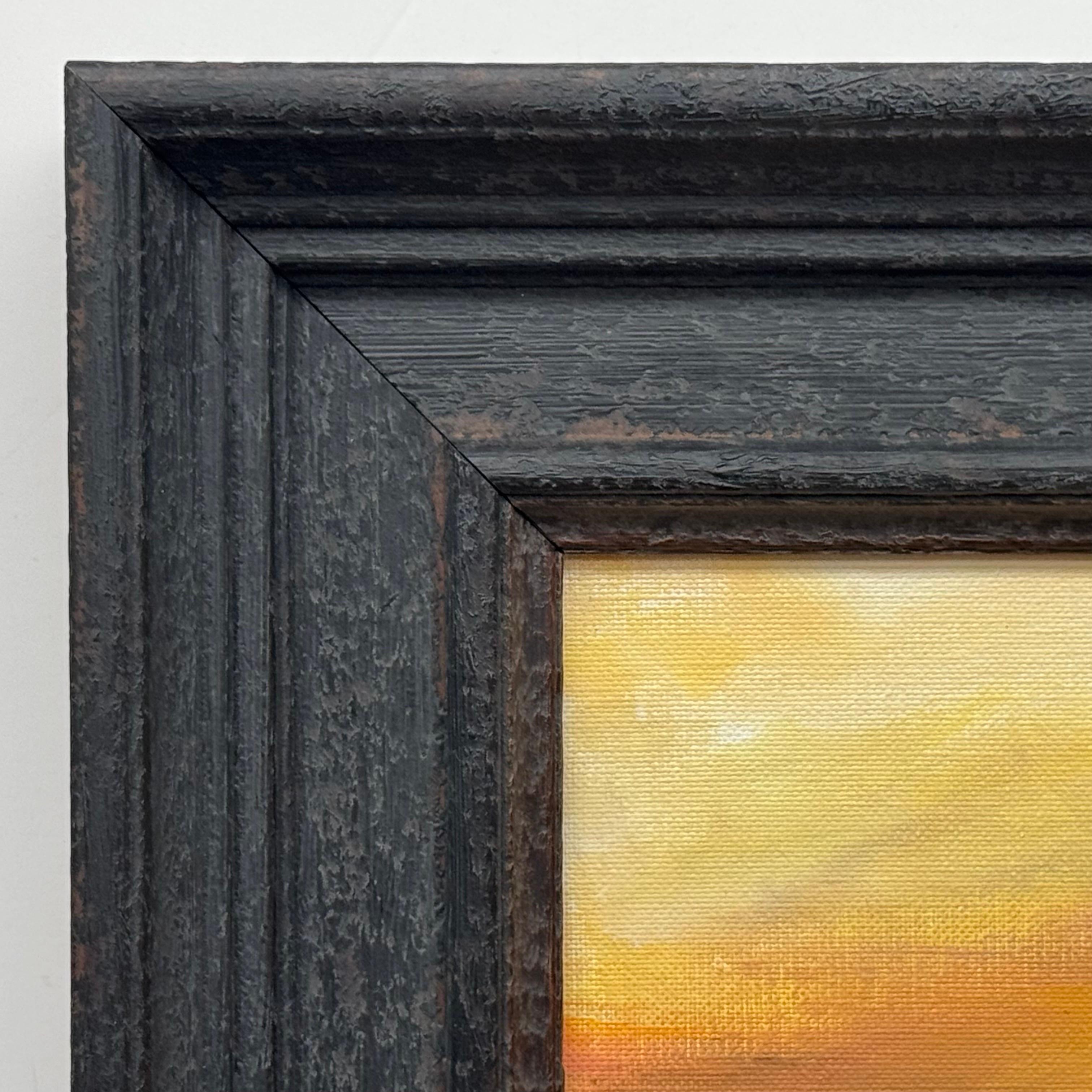 Lienzo Abstracto Pequeño con Campo Amarillo y Cielo Dorado de Artista Contemporáneo 5