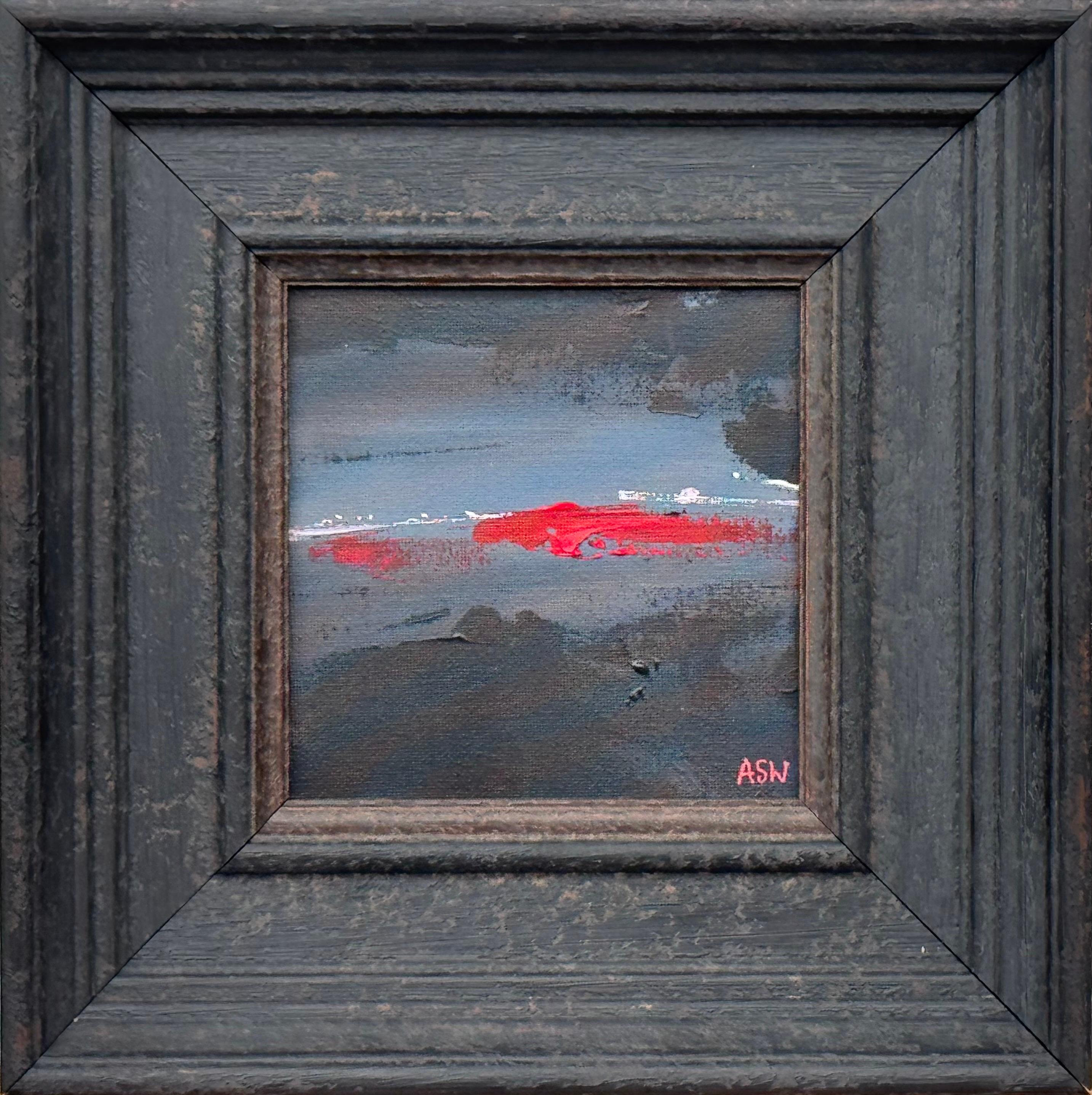 Framed Miniature Abstract Landscape Painting, Acrylic on Panel Signed Dated 2026