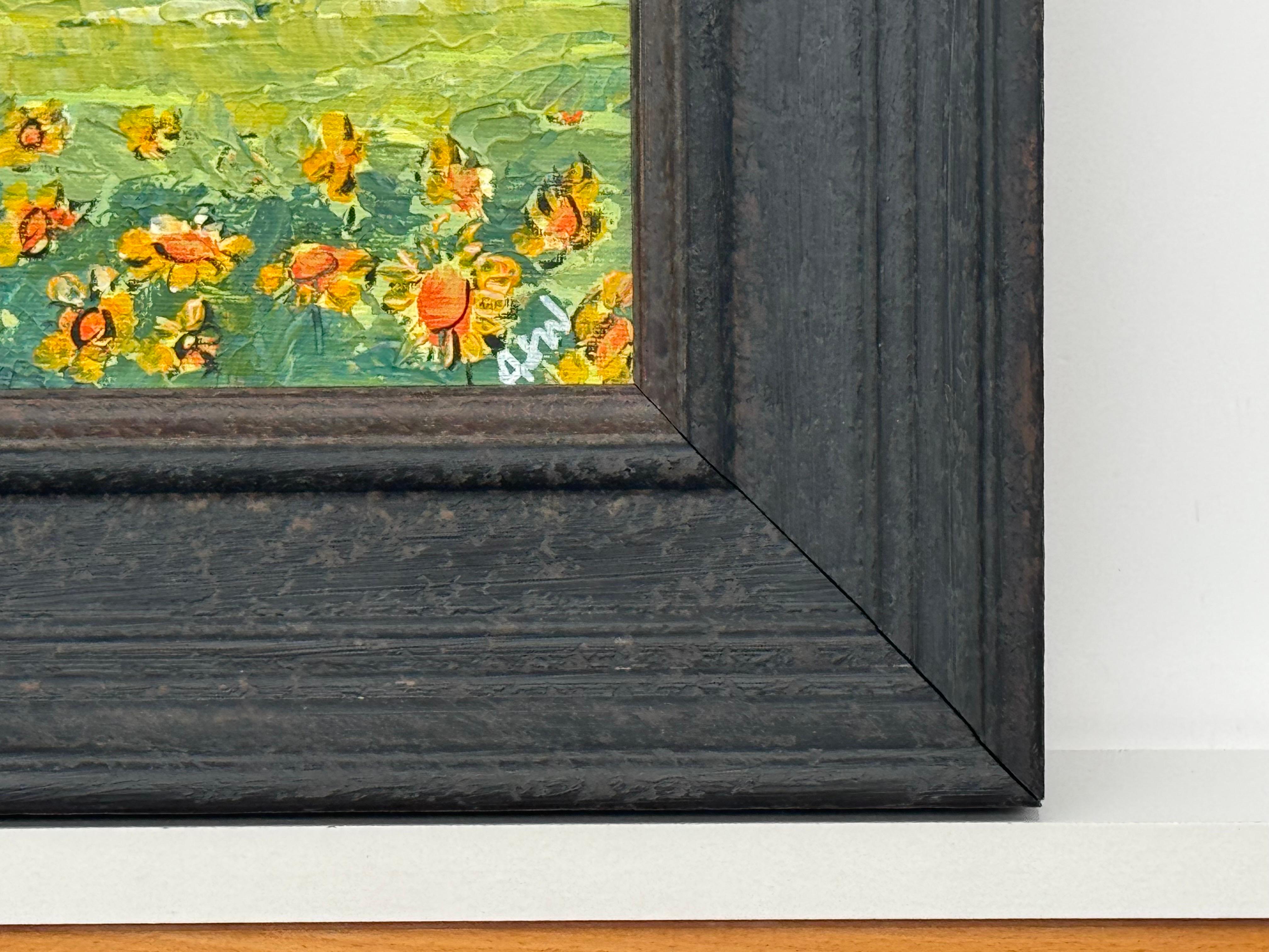 Small Square Abstract Canvas Art Study of Sunflower Field by Contemporary Artist For Sale 1