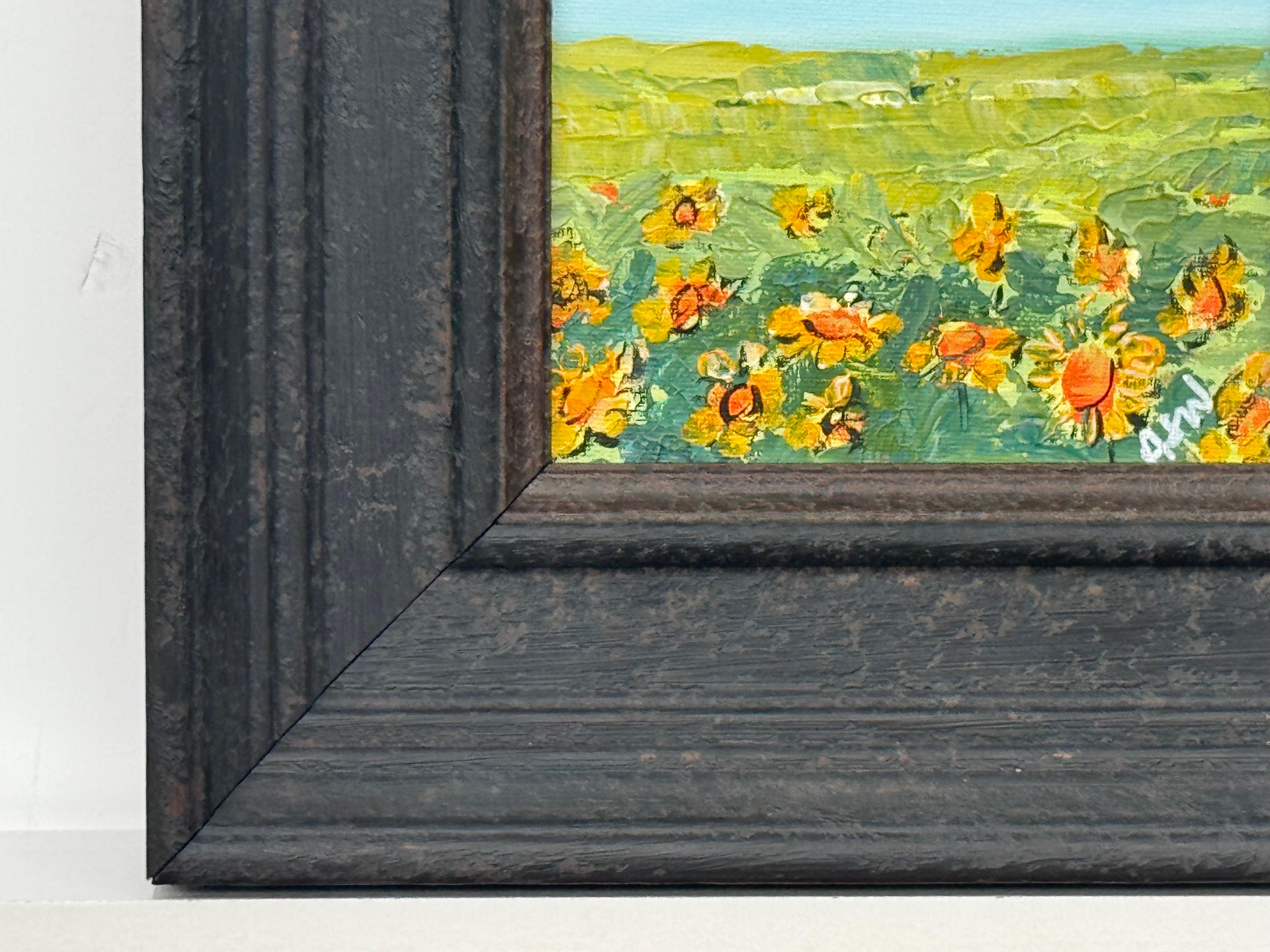 Small Square Abstract Canvas Art Study of Sunflower Field by Contemporary Artist For Sale 3
