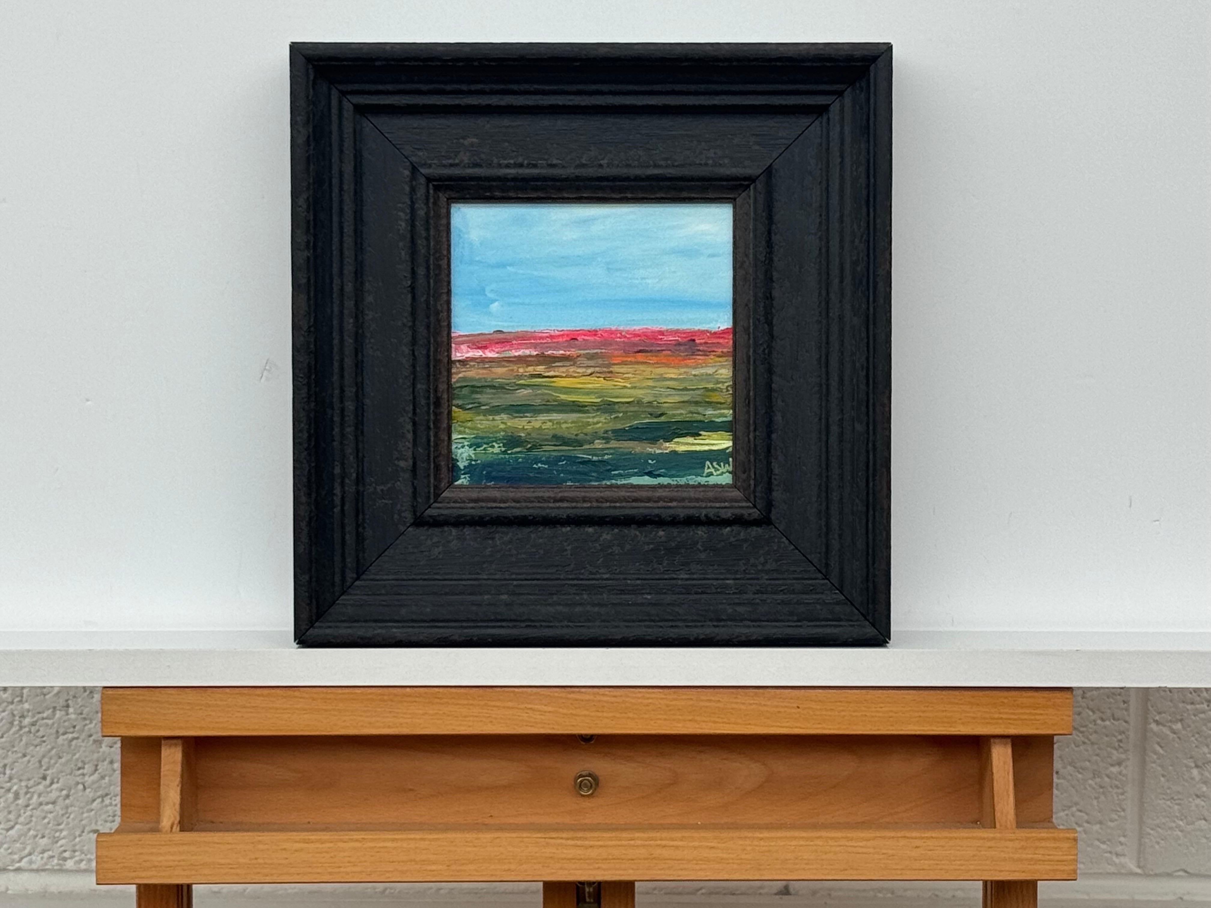 Small Square Abstract Canvas Art Study with Red & Green by Contemporary Artist For Sale 1
