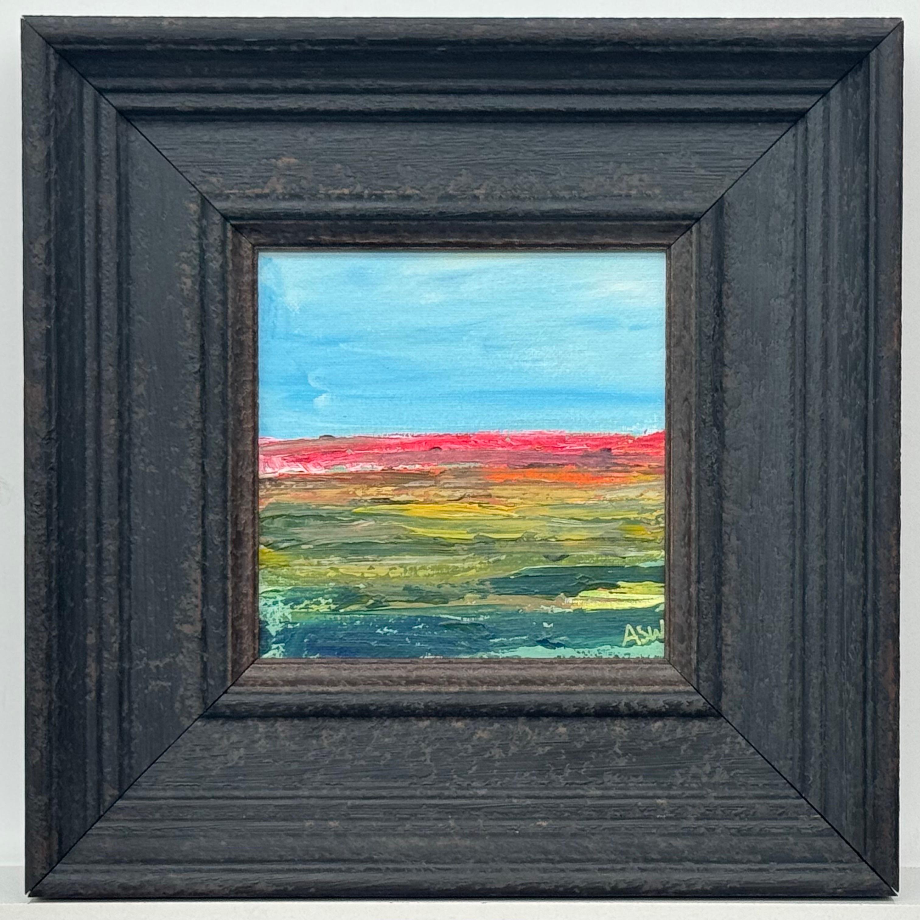 Small Square Abstract Canvas Art Study with Red & Green by Contemporary Artist For Sale 5