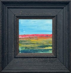 Small Square Abstract Canvas Art Study with Red & Green by Contemporary Artist