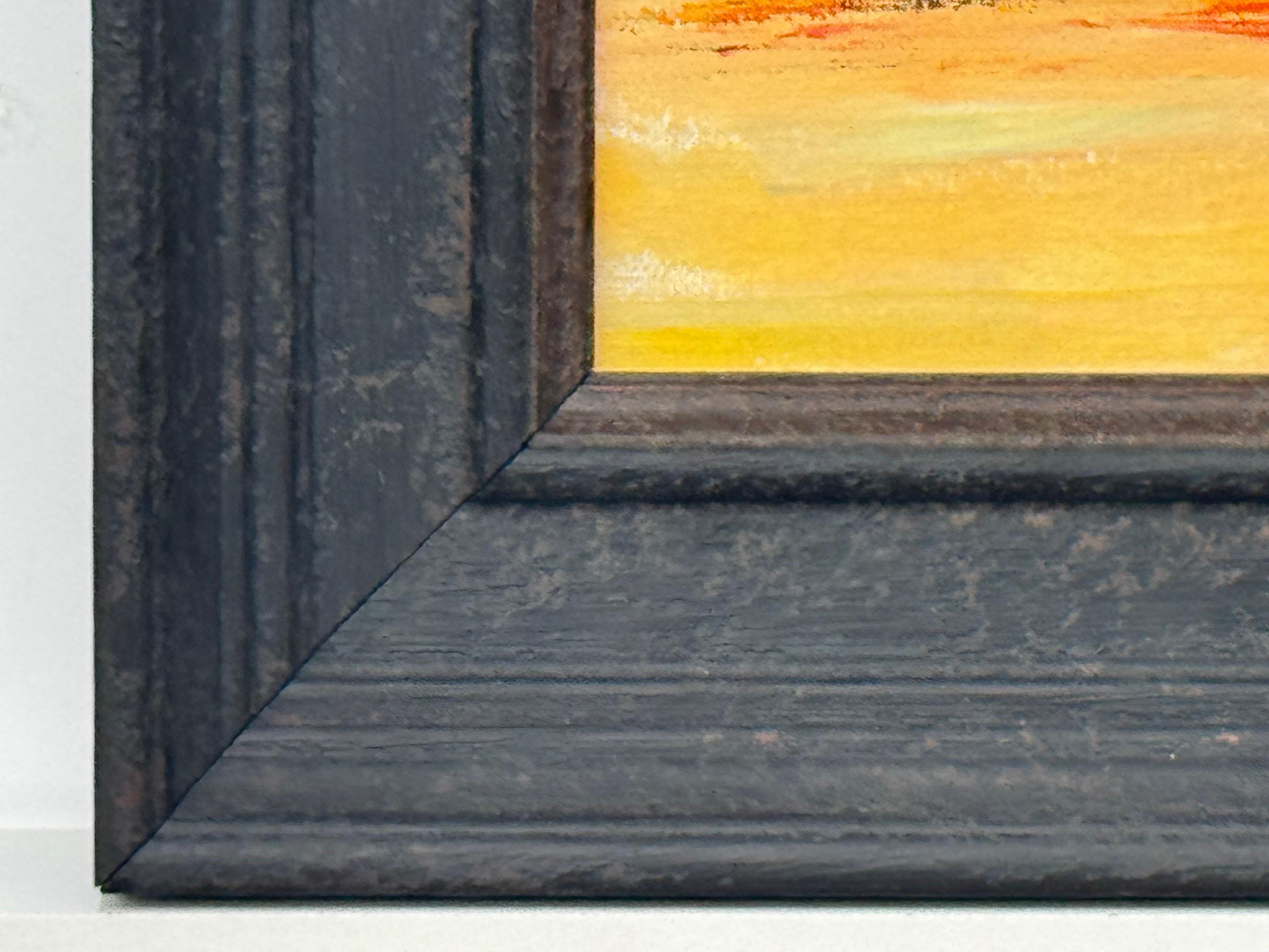 Small Square Abstract Canvas Art Study with Red & Yellow by Contemporary Artist For Sale 7
