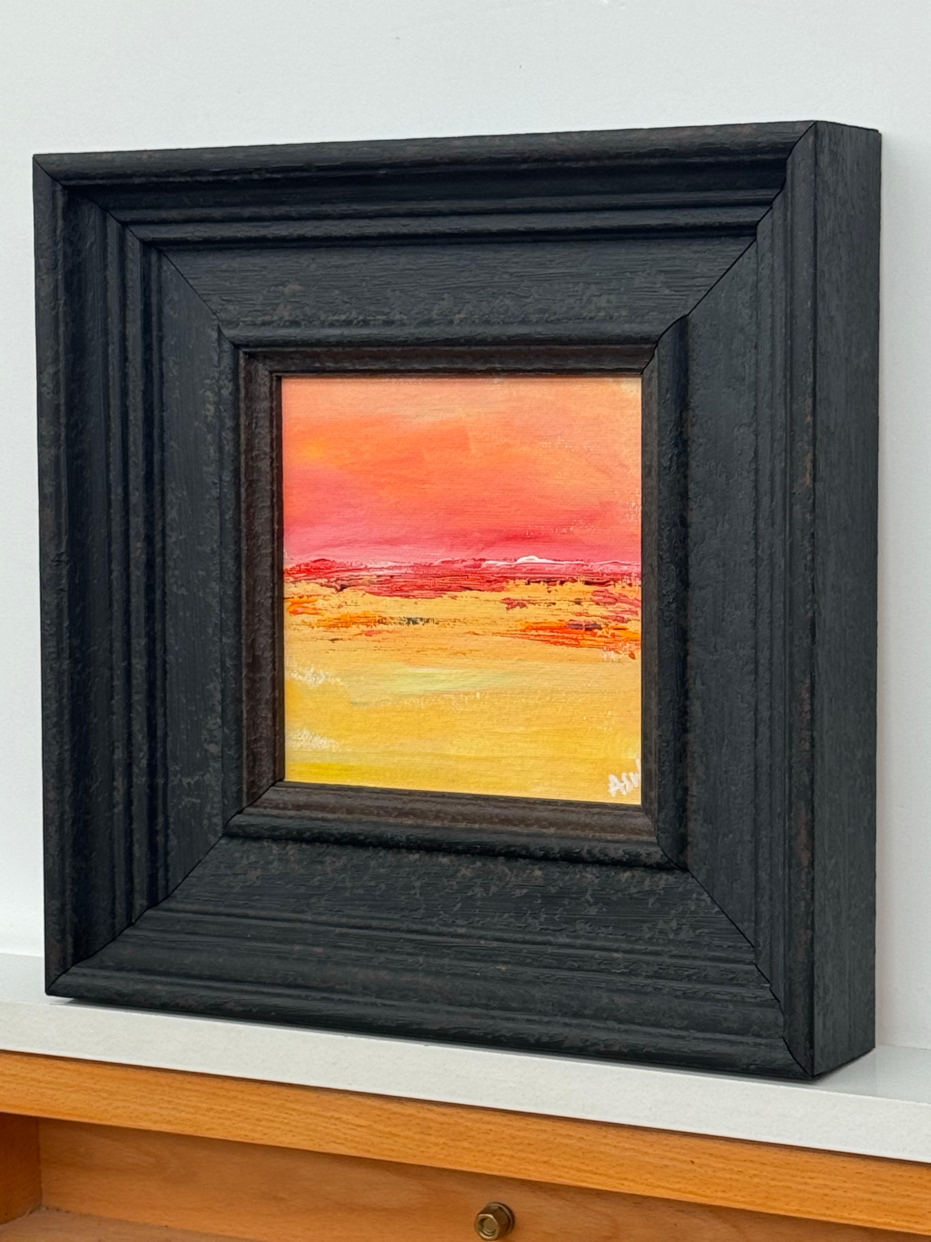 Small Square Abstract Landscape Canvas Art Study with Red & Yellow by Contemporary Artist, Angela Wakefield

Art measures 6 x 6 inches
Frame measures 11 x 11 inches

Angela Wakefield – “Desert Flame” – Unique Original Miniature Landscape