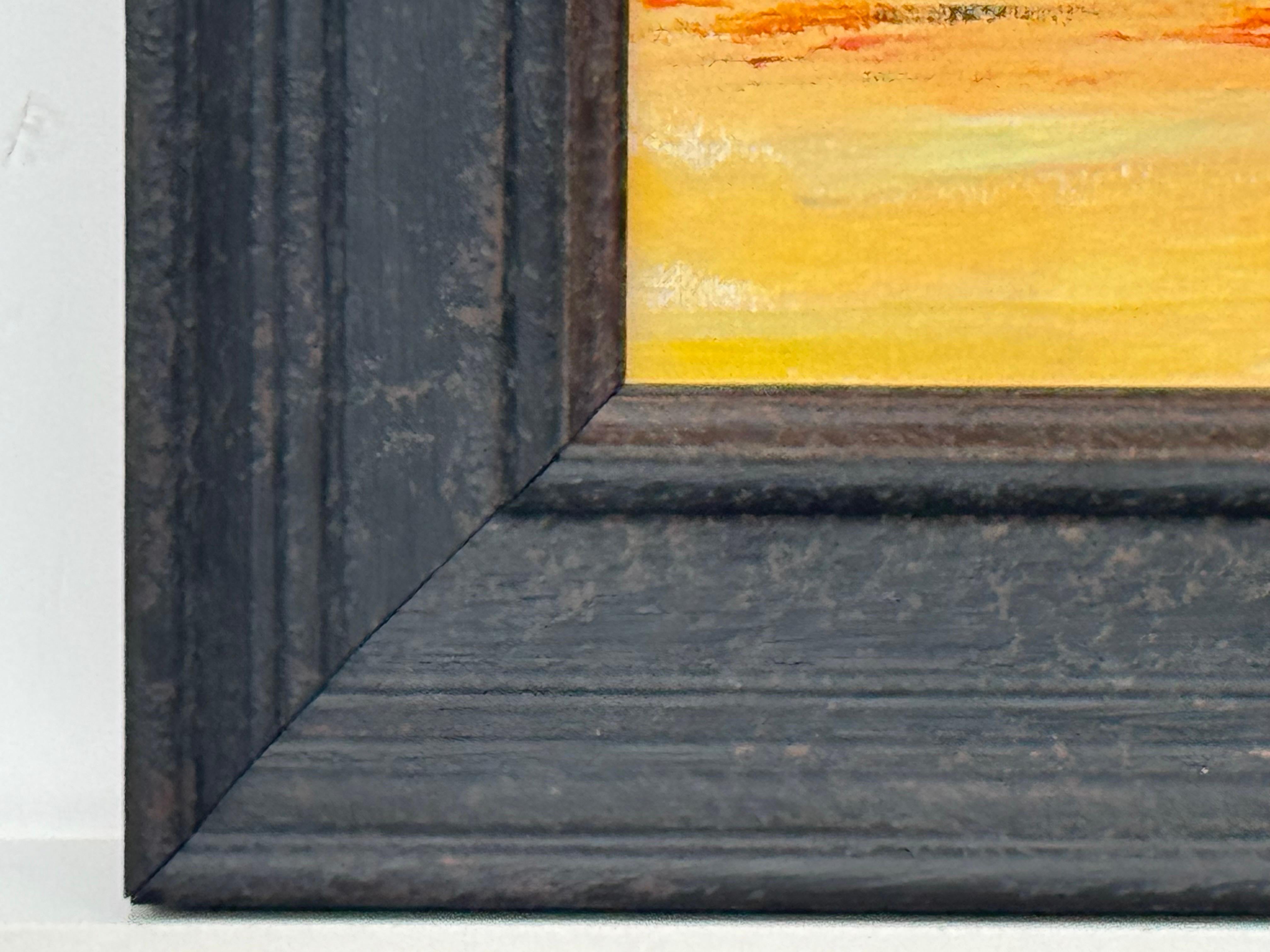 Small Square Abstract Canvas Art Study with Red & Yellow by Contemporary Artist For Sale 1
