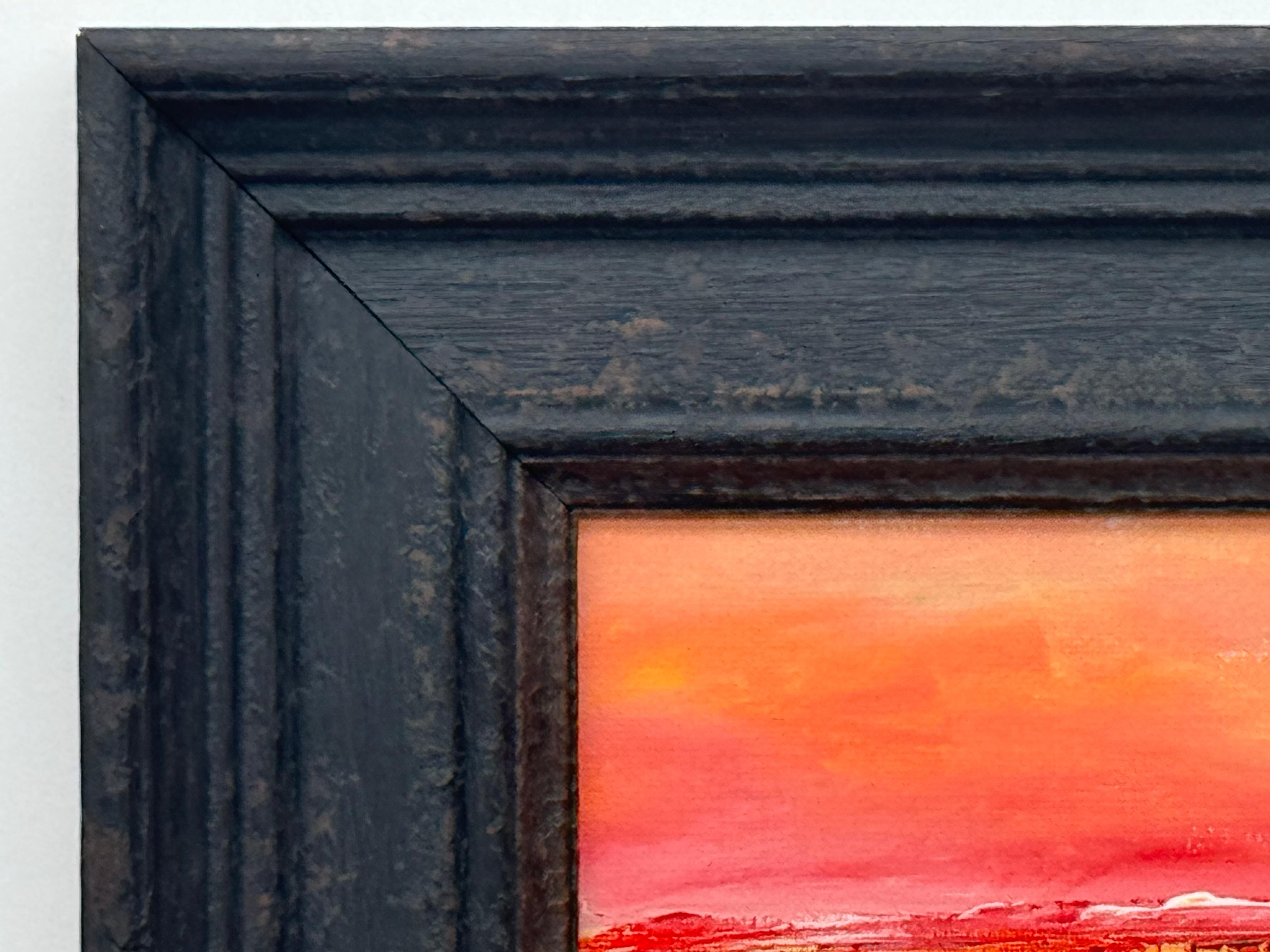 Small Square Abstract Canvas Art Study with Red & Yellow by Contemporary Artist For Sale 3