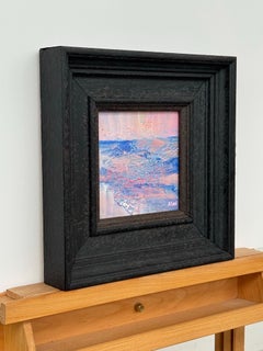 Small Square Abstract Pink & Blue Canvas Art Study by Contemporary Artist