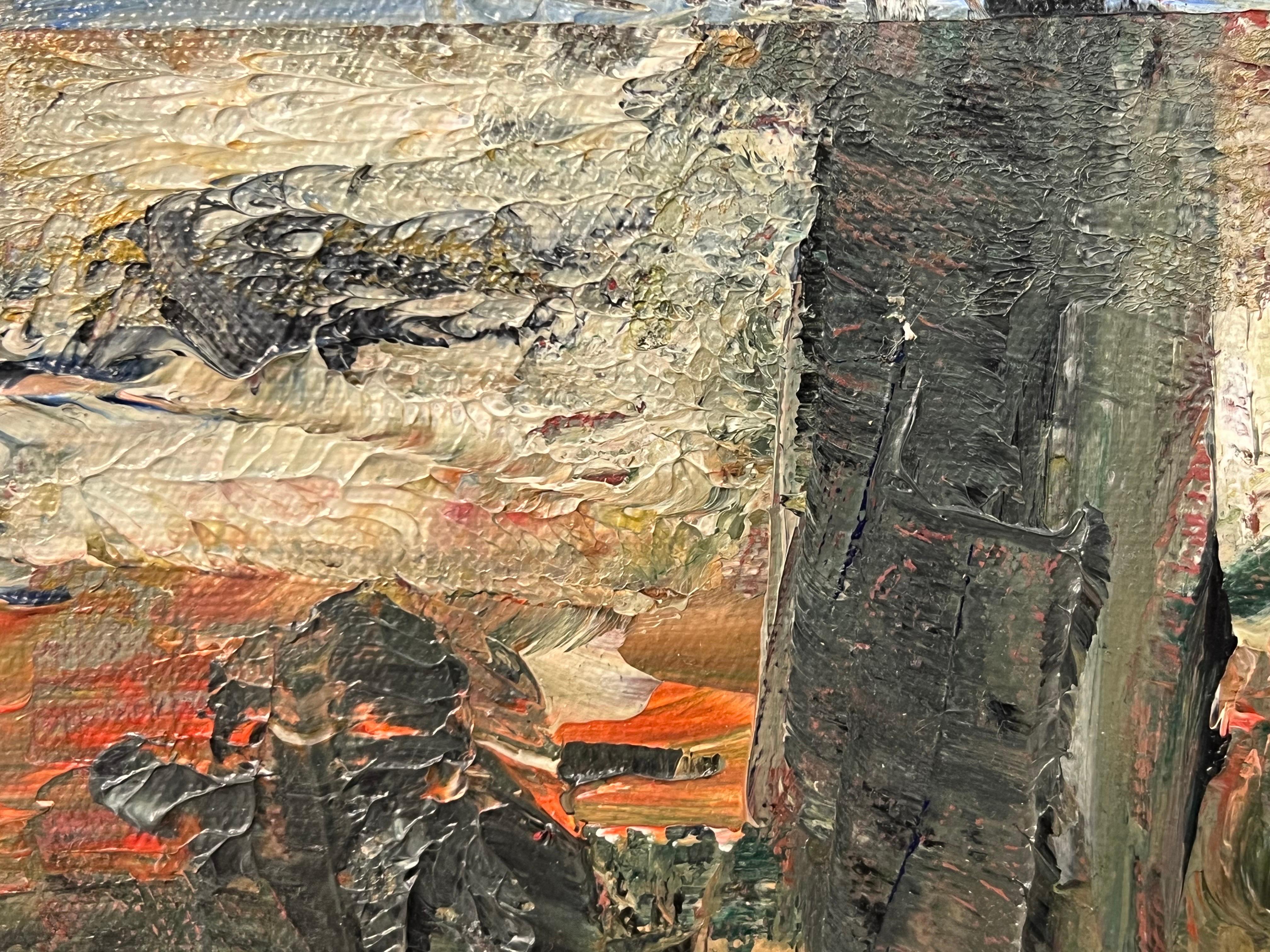 Pequeño Tríptico Abstracto Bosque Árboles Paisaje Pintura del Artista Urbano Británico en venta 6