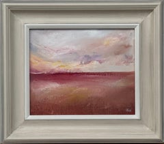 Soft Pink & White Abstract Landscape, Oil on Canvas, Contemporary British Artist