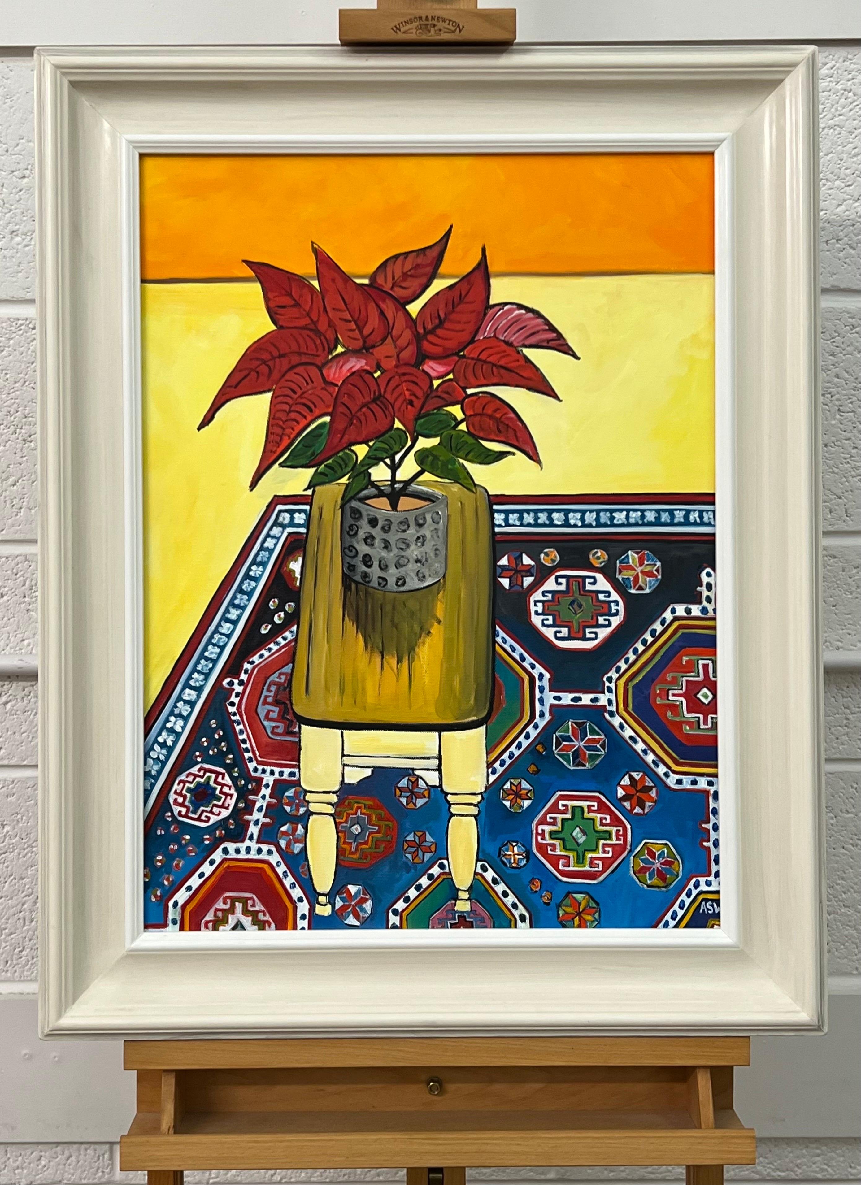 Still Life Painting of a Poinsettia Plant on a Persian Rug by Contemporary British Artist 

Art measures 18 x 24 inches
Frame measures 24 x 30 inches 

Angela Wakefield has twice been on the front cover of ‘Art of England’ and featured in ARTnews,
