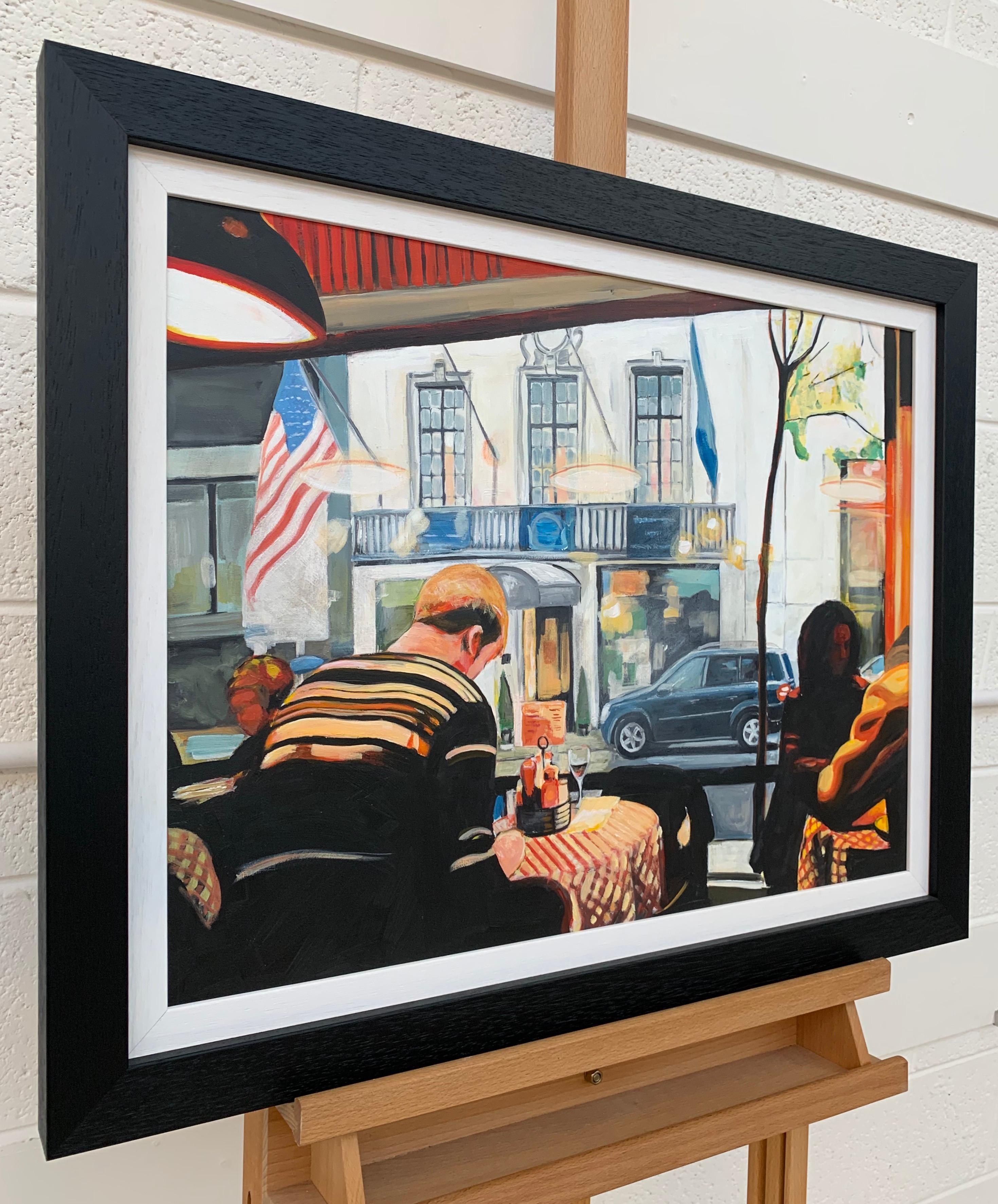 Stilllebengemälde eines amerikanischen Diner Interior New York City des britischen Künstlers – Painting von Angela Wakefield