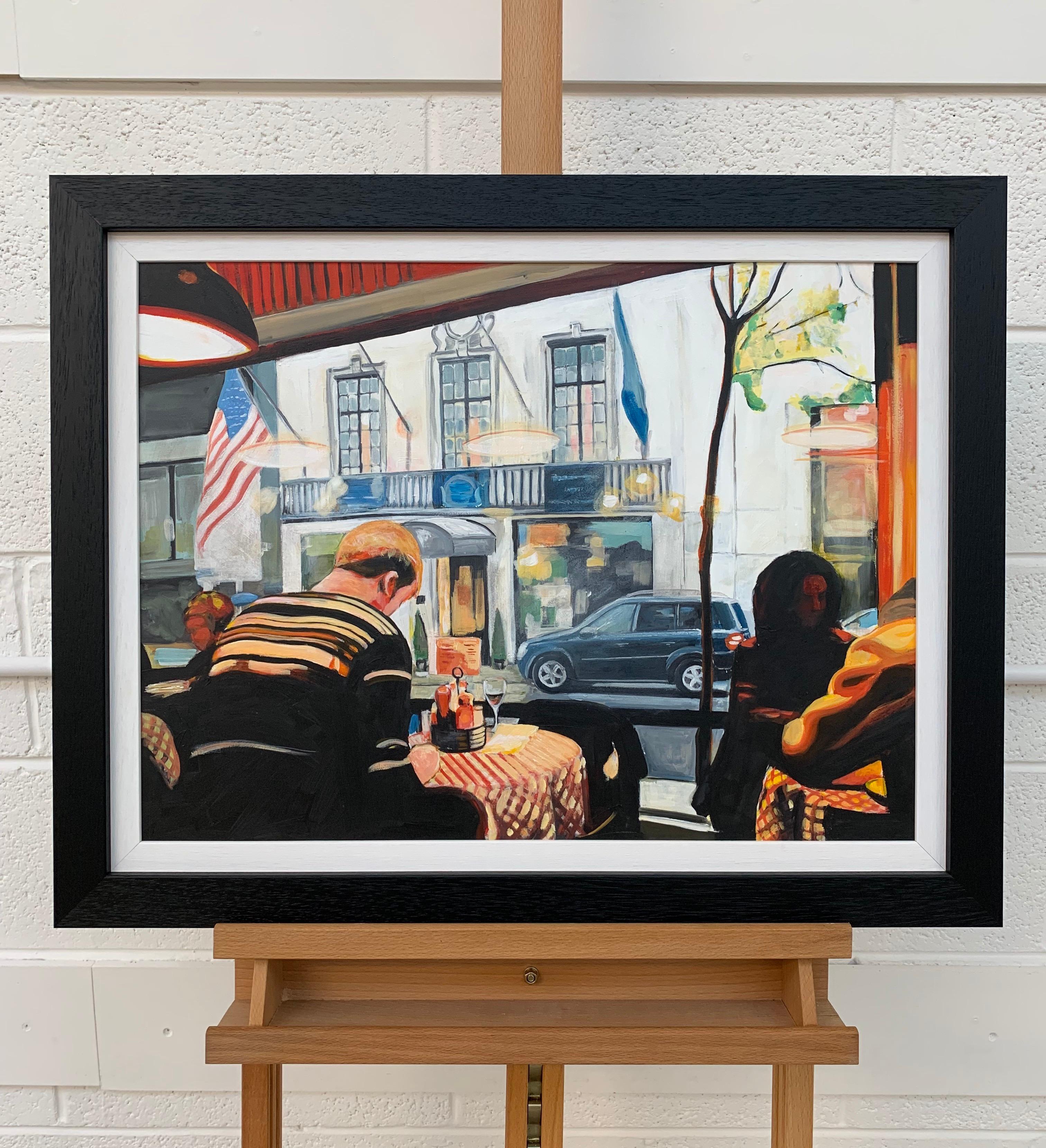 Stilllebengemälde eines amerikanischen Diner Interior New York City des britischen Künstlers (Zeitgenössisch), Painting, von Angela Wakefield