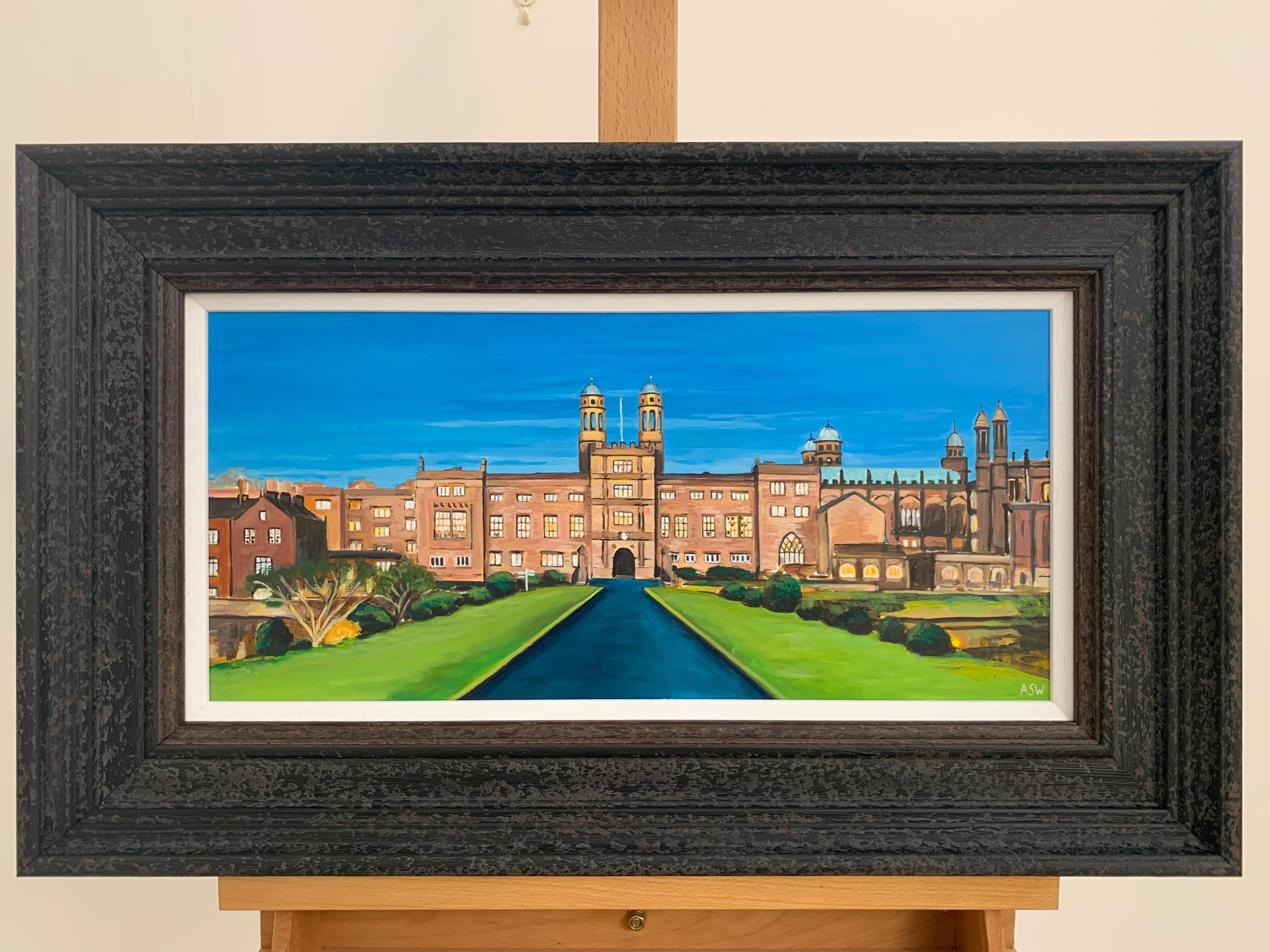 Stonyhurst College, gelistetes Gebäude in englischer Landschaft, 16. Jahrhundert, Grade 1 (Realismus), Painting, von Angela Wakefield