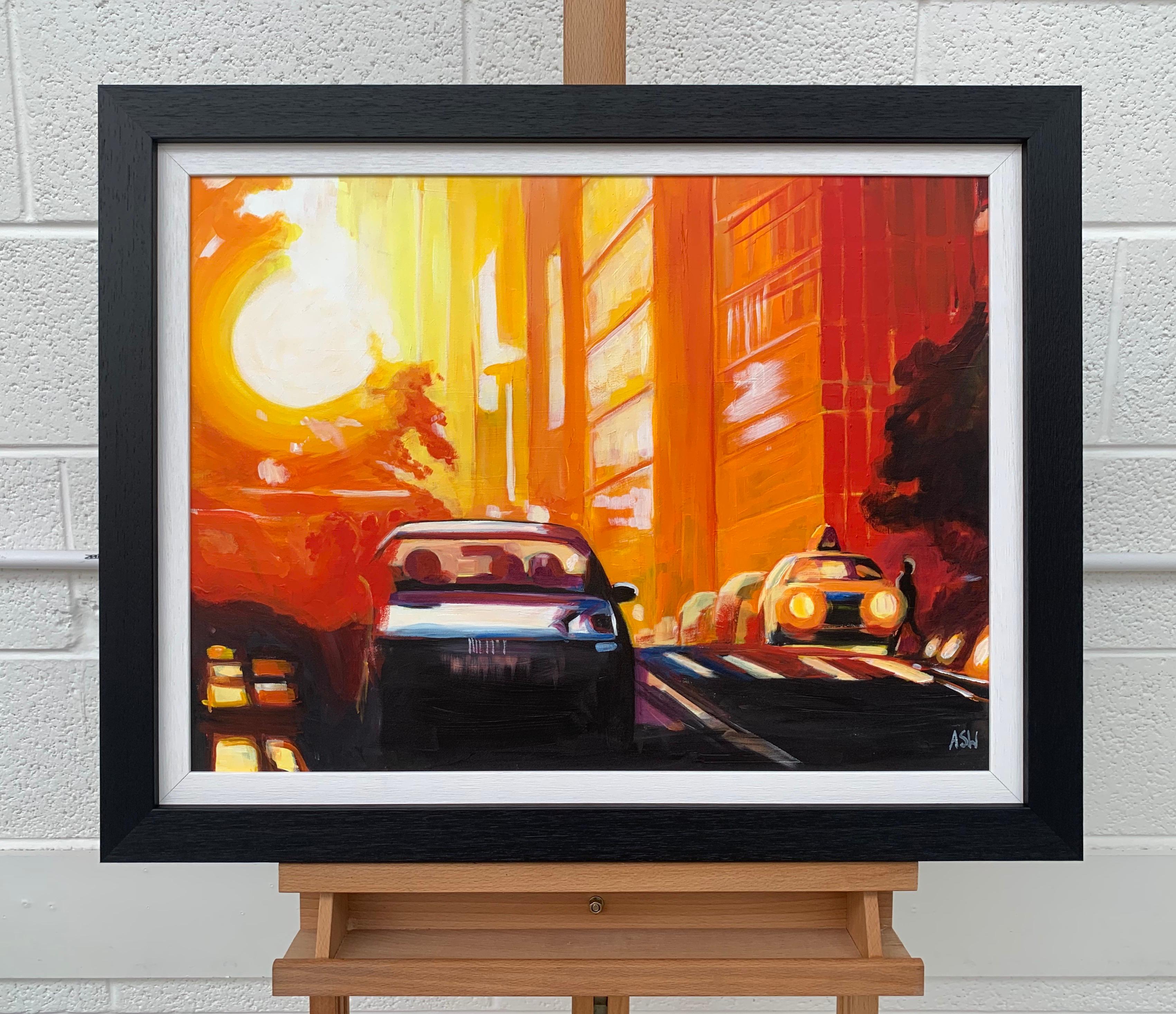 Estudio callejero de Manhattan Henge Sunshine New York City por un artista urbano inglés - Painting Young British Artists (YBA) de Angela Wakefield